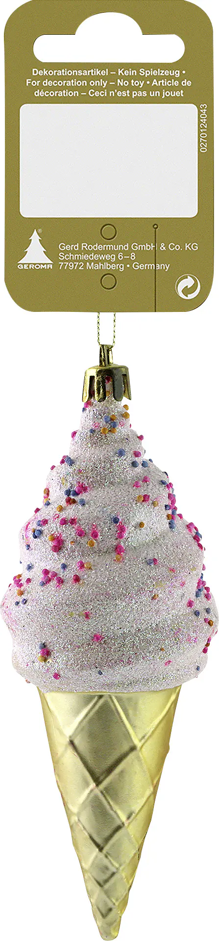 Dekohänger Eistüte Kunststoff 13 cm gold-bunt 