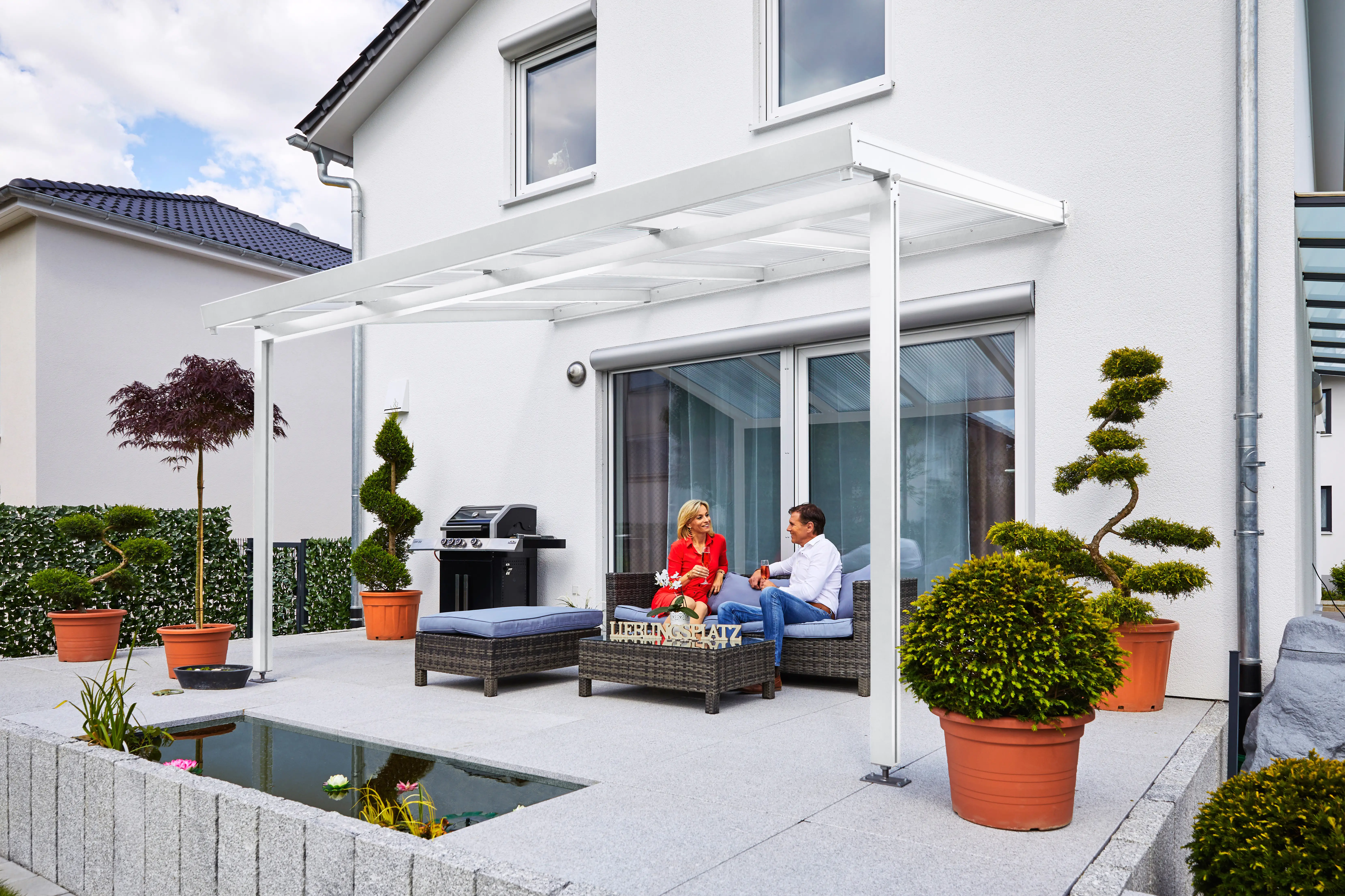 4003412127323 Gutta Premium Terrassendach 410,2 x 306 cm weiß Klima blue 16 mm