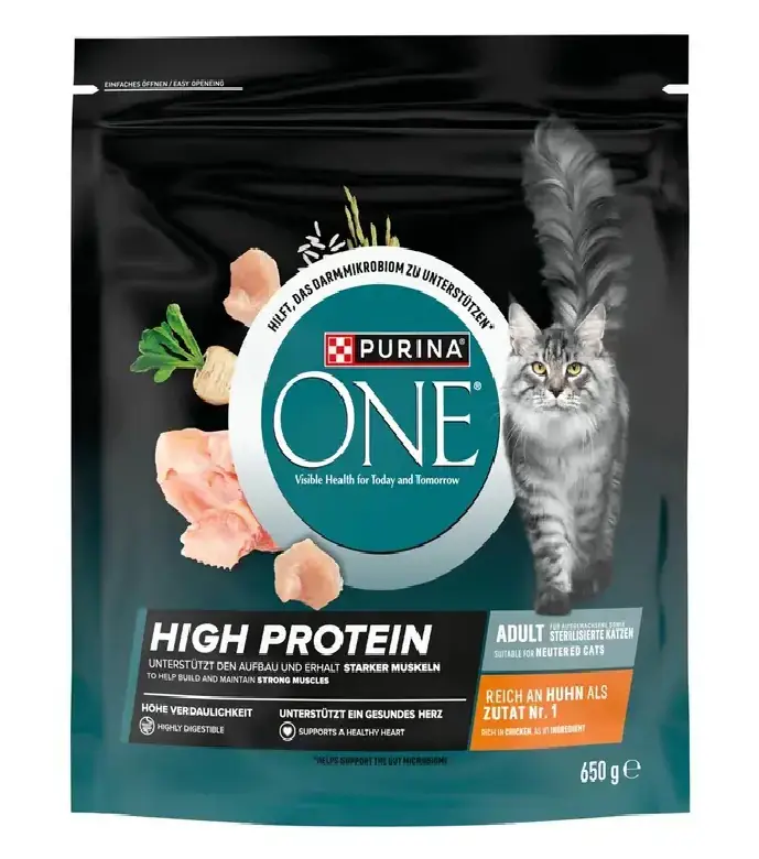 Purina One Katzentrockenfutter High Protein 650 g Huhn