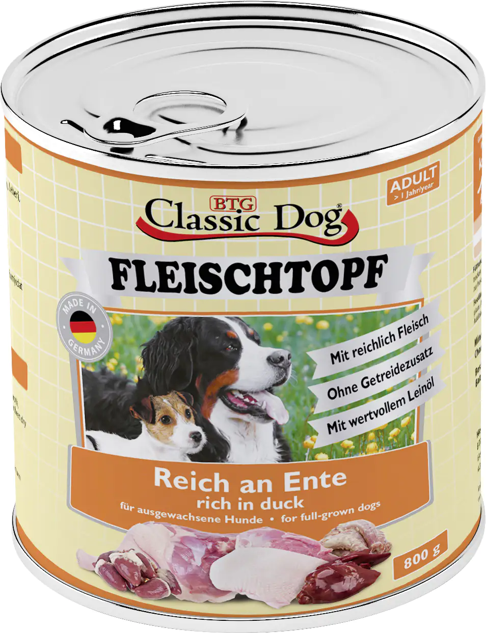 Classic Dog Fleischtopf Ente 800 g Adult