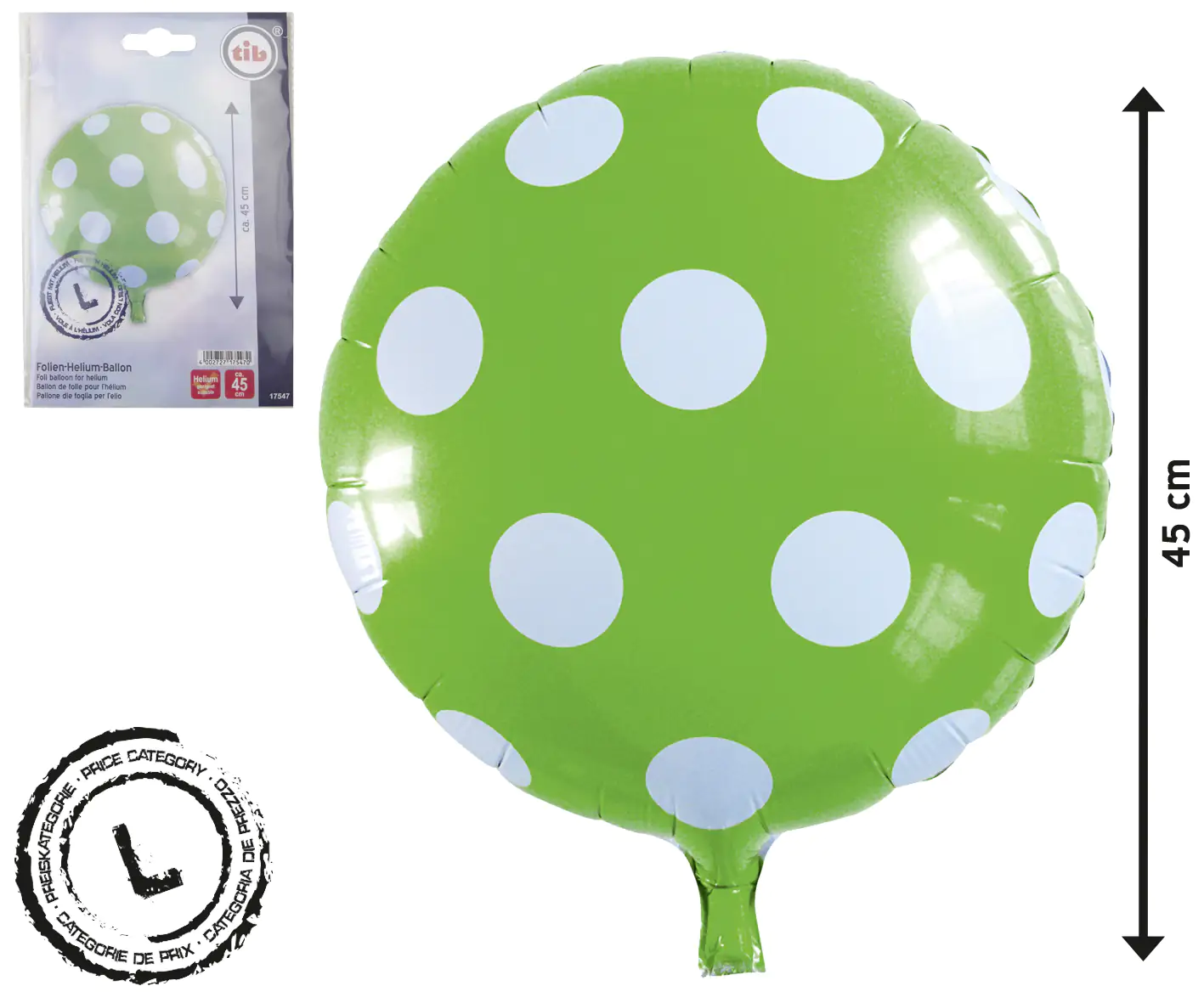 TIB Heyne Folienballon Punkte grün 1 Stück