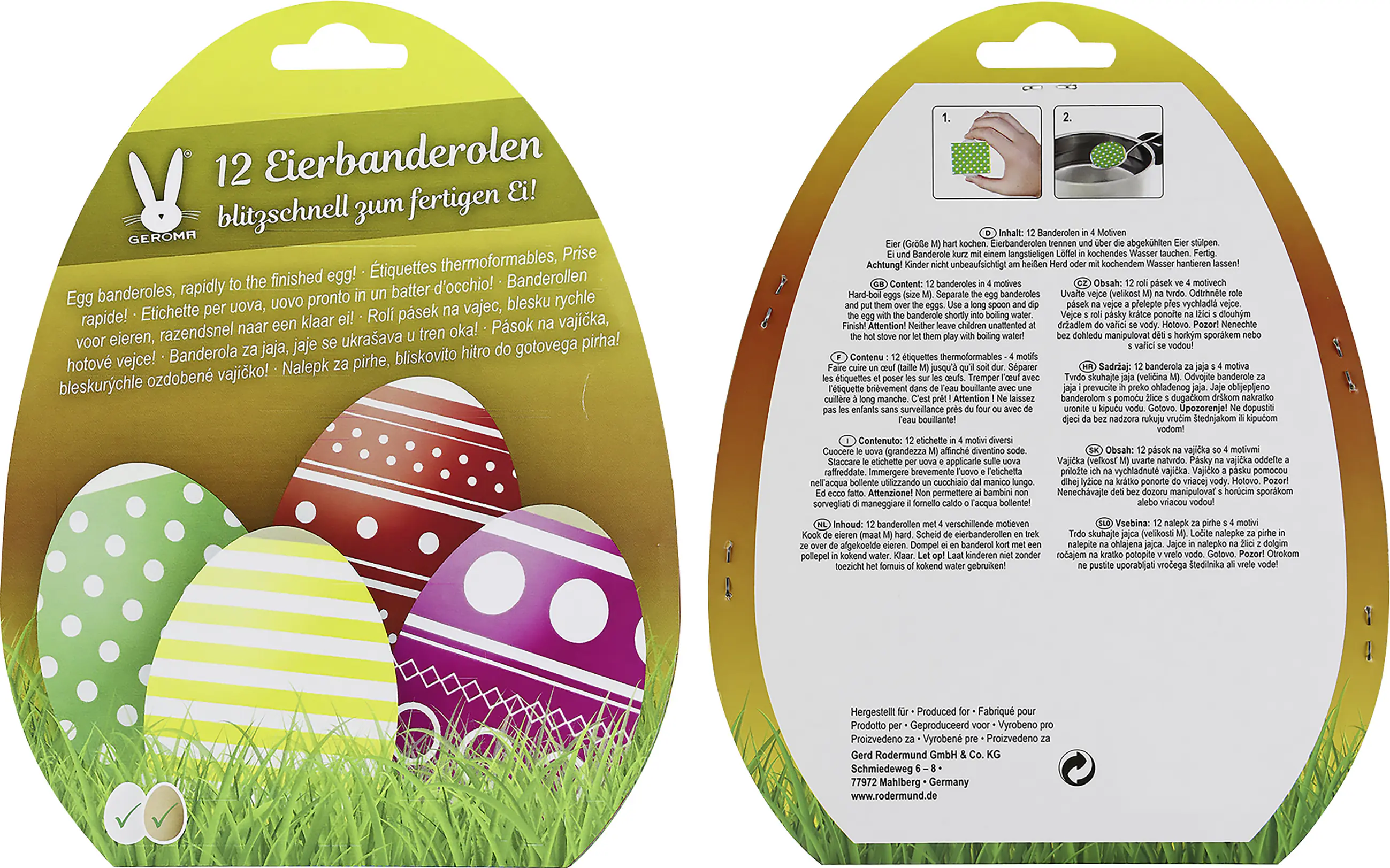 Ostereier-Banderolen bunt mit 4 Motiven 12 Stück