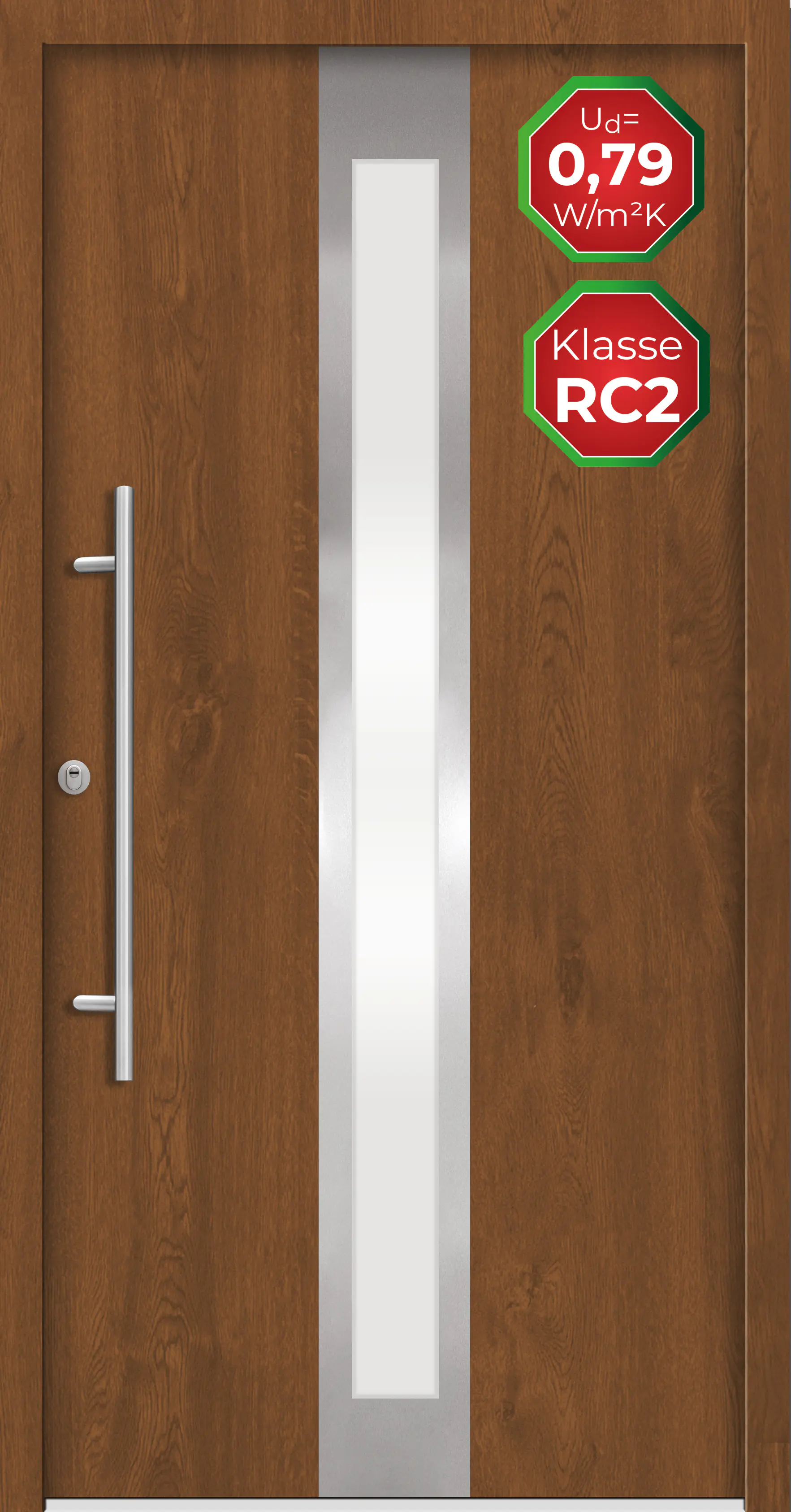 Splendoor Haustür Passivedoor Premium B01 RC2 Golden Oak DIN Links 100 x 210 cm