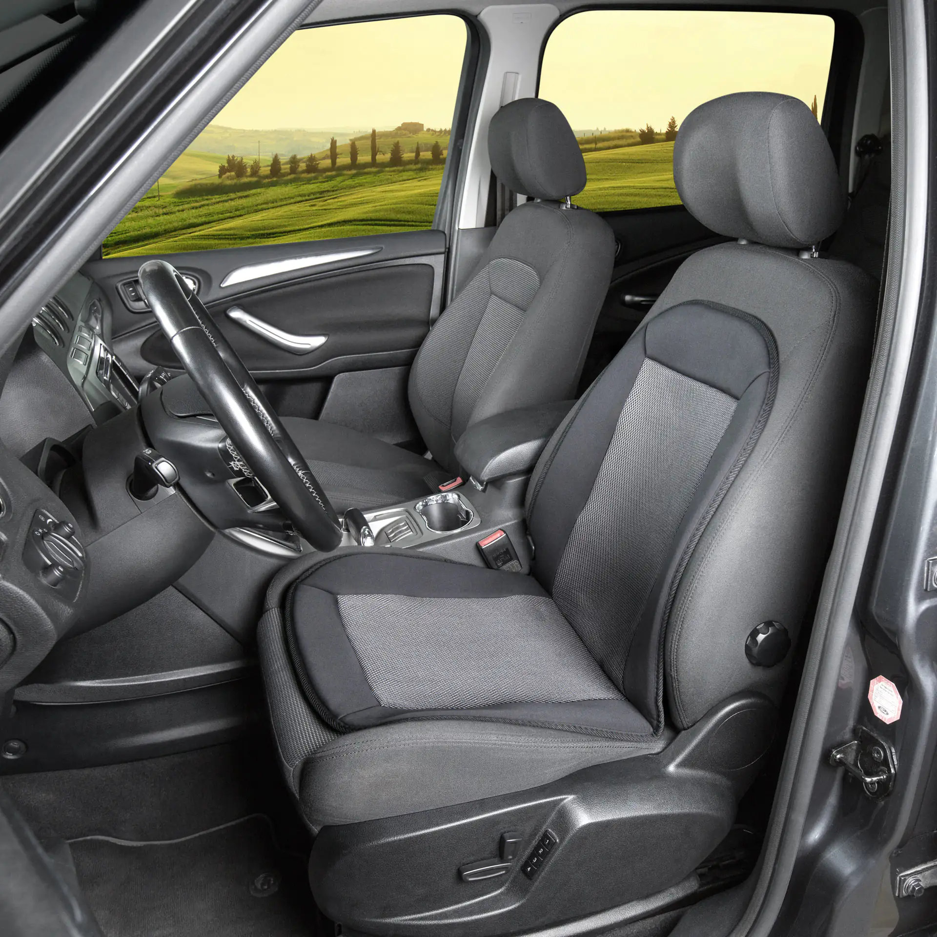 9001778167620_2 Walser Autositz Heizkissen Sitzheizung Carbon Plus schwarz-grau 1-teilig