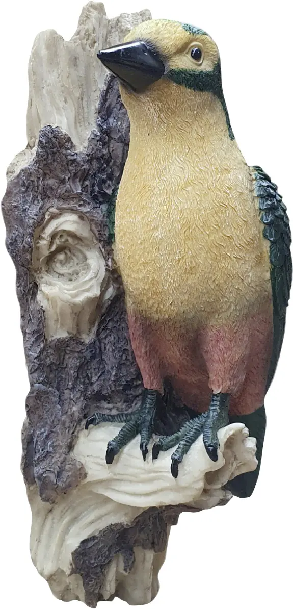 Dekofigur Vogel Specht an der Wand 29 x 12 cm bunt