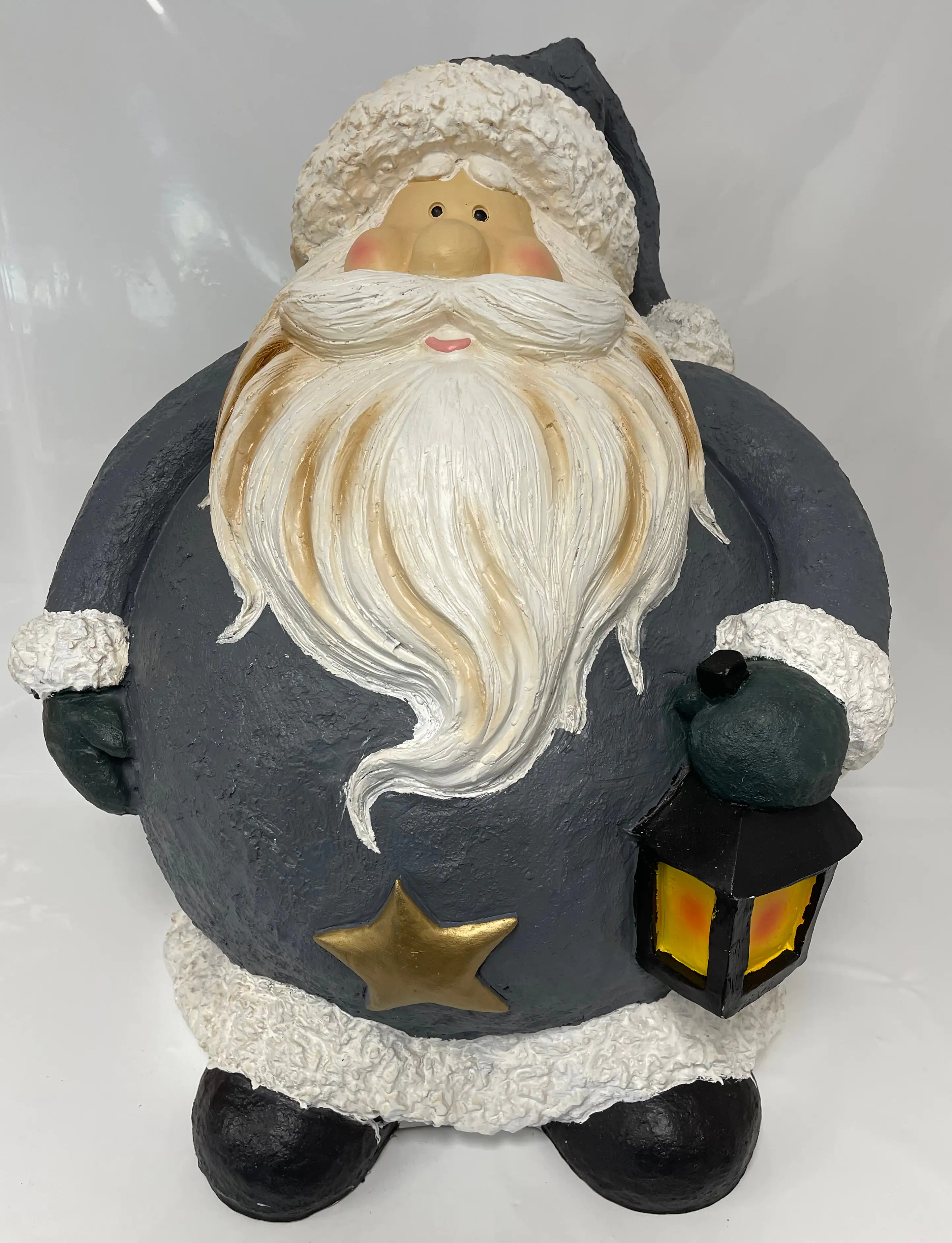 Dekofigur Weihnachtsmann dick grau 82,5 cm