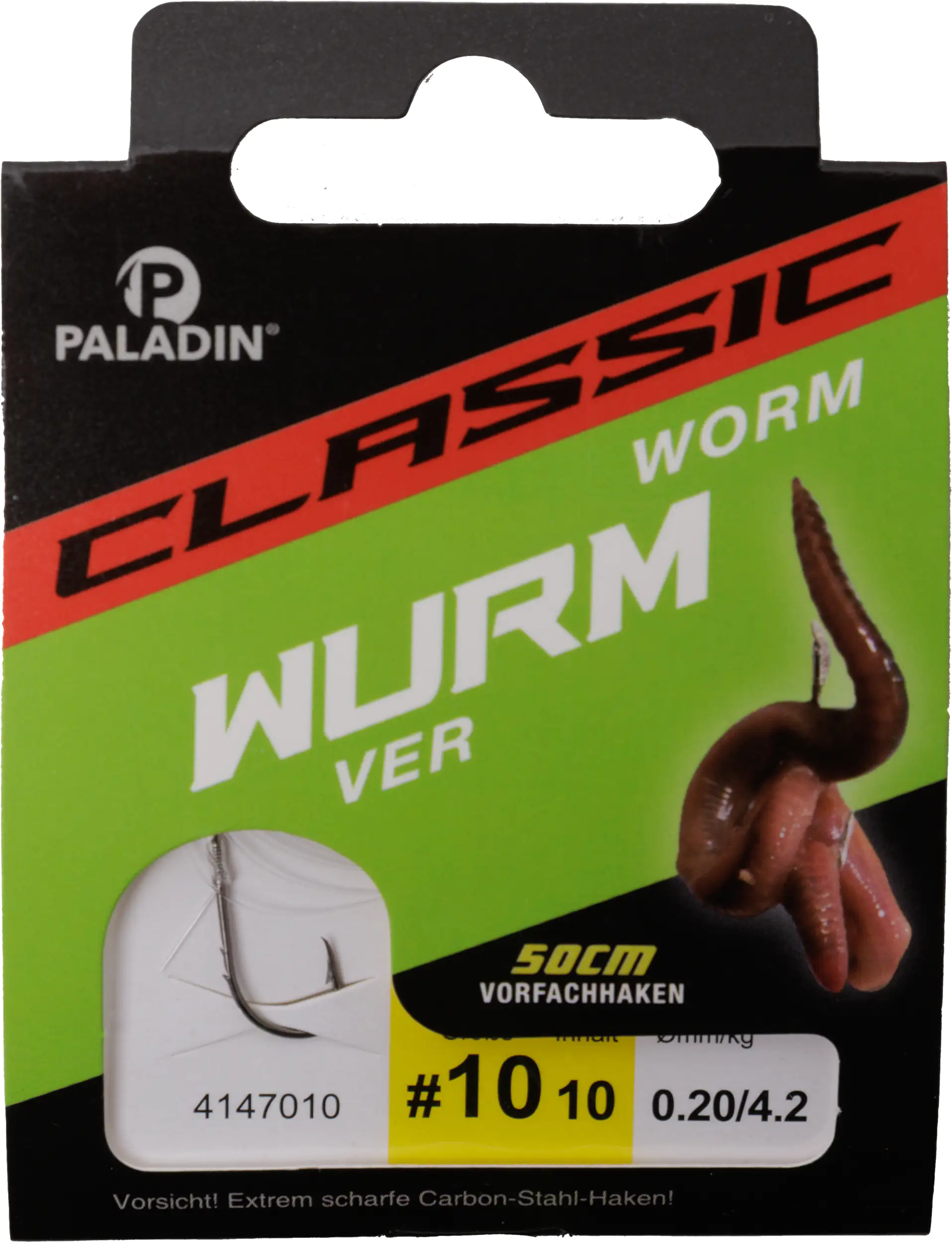 Paladin Wurmhaken gebunden Größe 10 50 cm 10 Stück gunsmoke