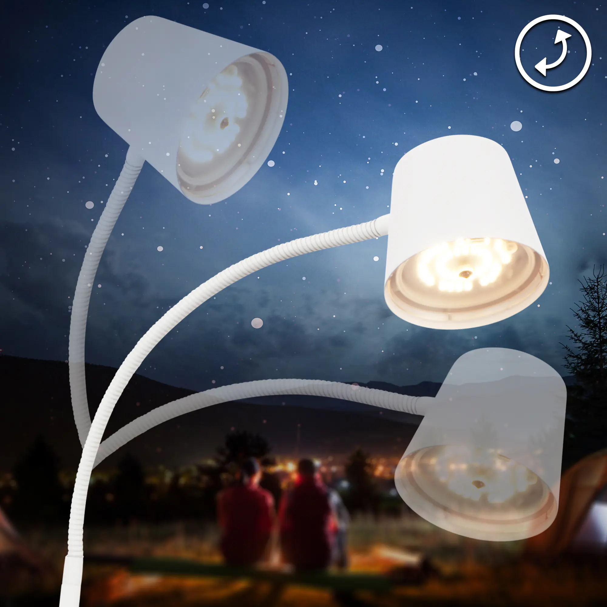 Brilloner LED-Akku-Stehleuchte Cielo 5,5 W Metall weiß warmweiß