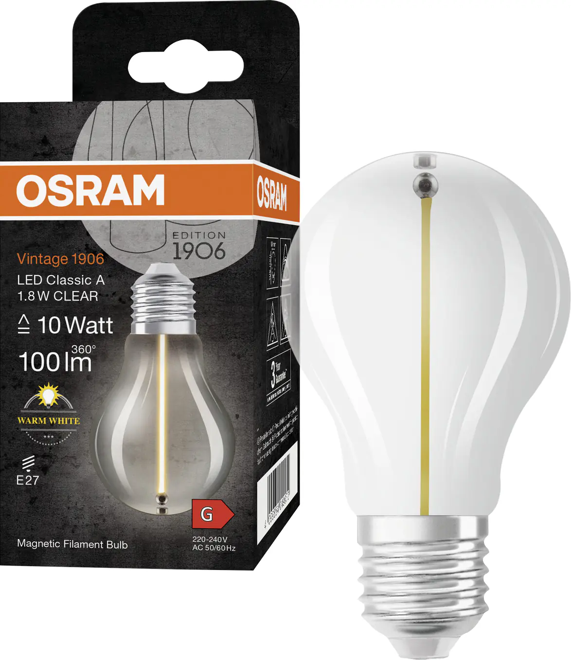 Osram LED Leuchtmittel E27 1,8 W warmweiß klar