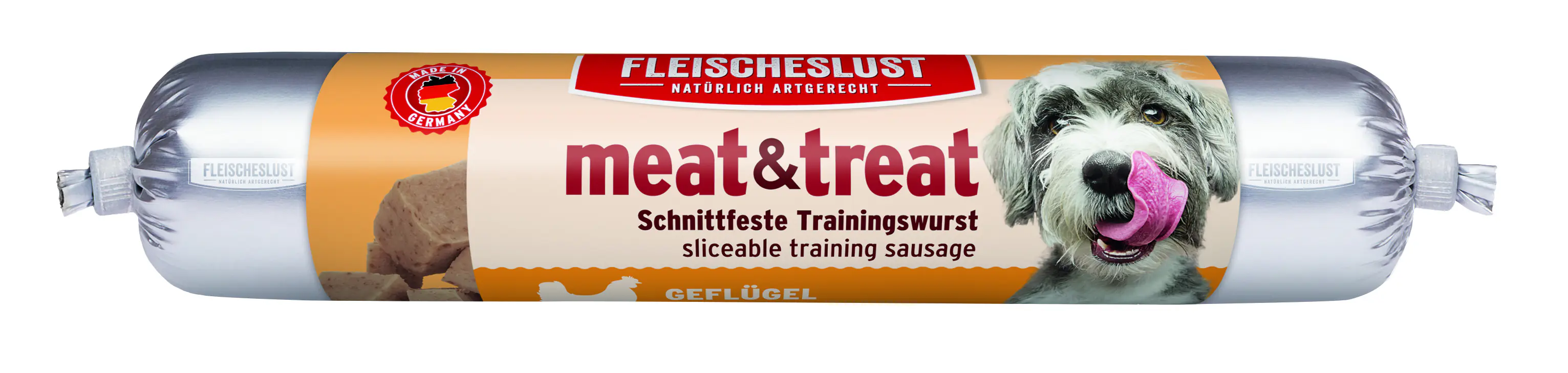 Fleischeslust meat&treat Hundesnack ohne Zucker 80 g Geflügel