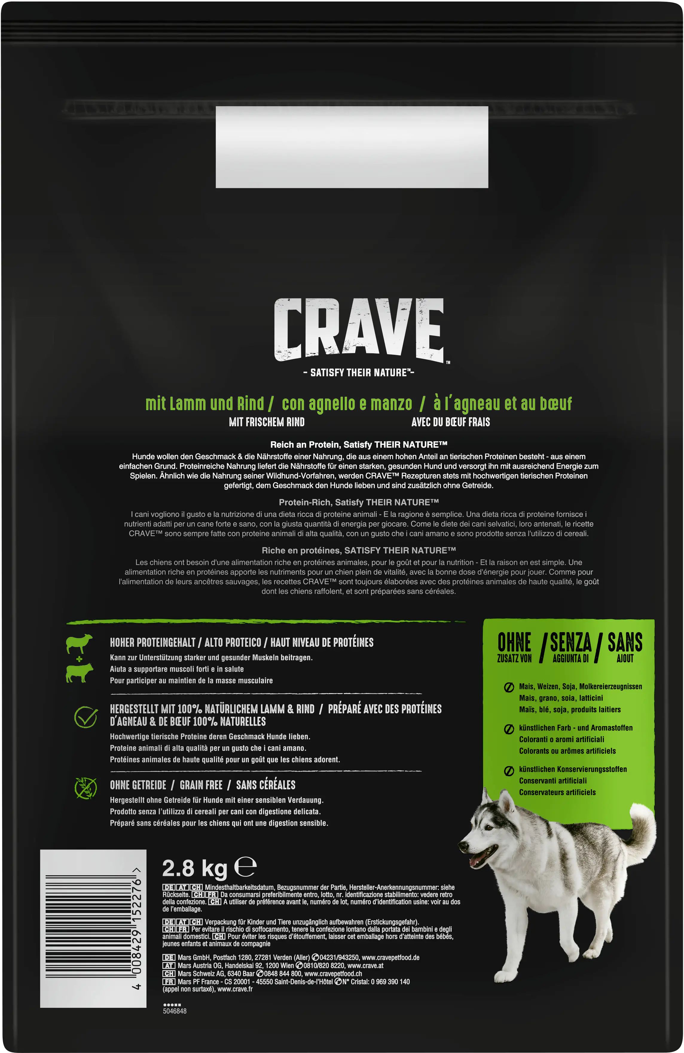 Crave Adult mit Lamm und Rind Hundefutter 2,8 kg