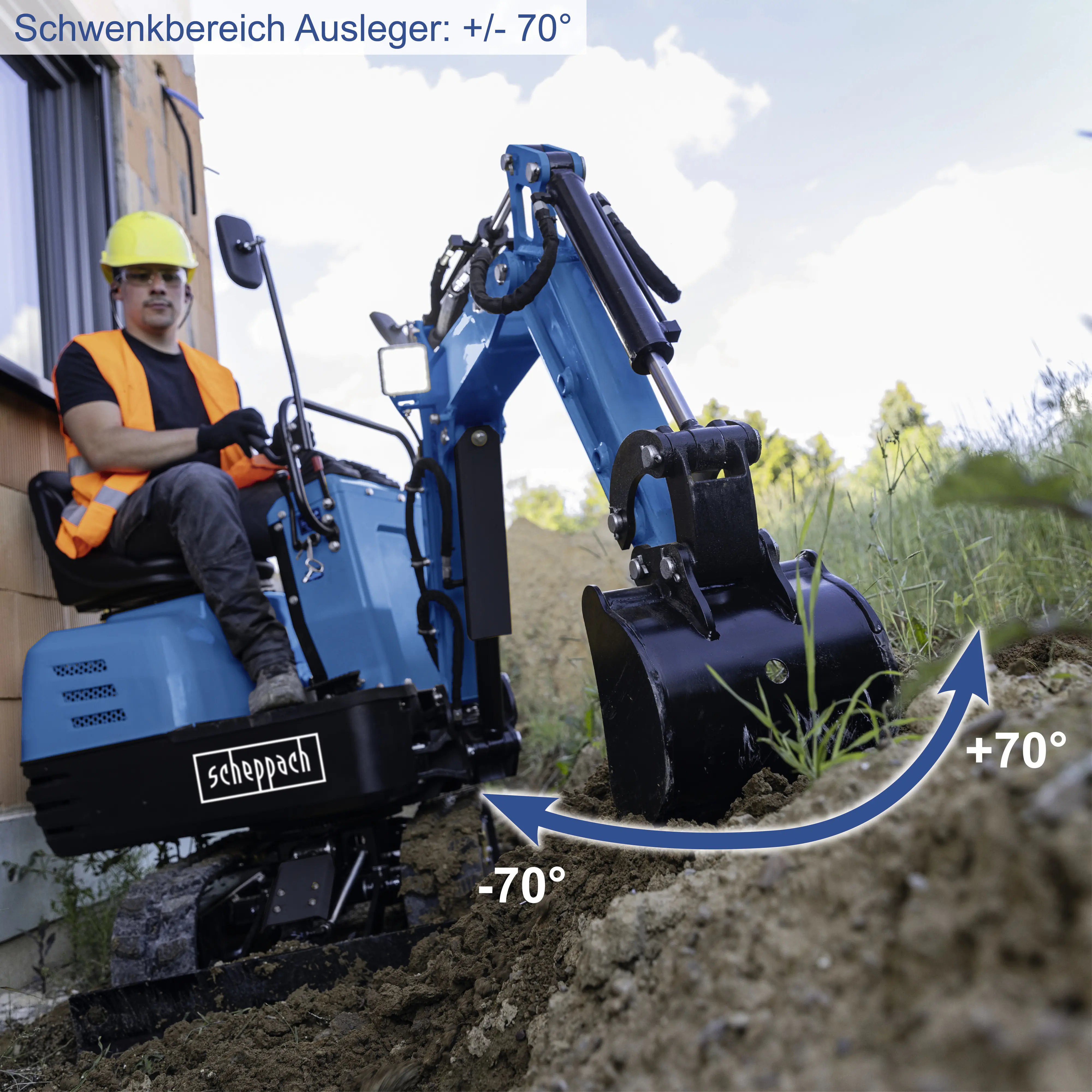Scheppach Mini-Bagger EXC815 69 cm Spurbreite 8,5 PS