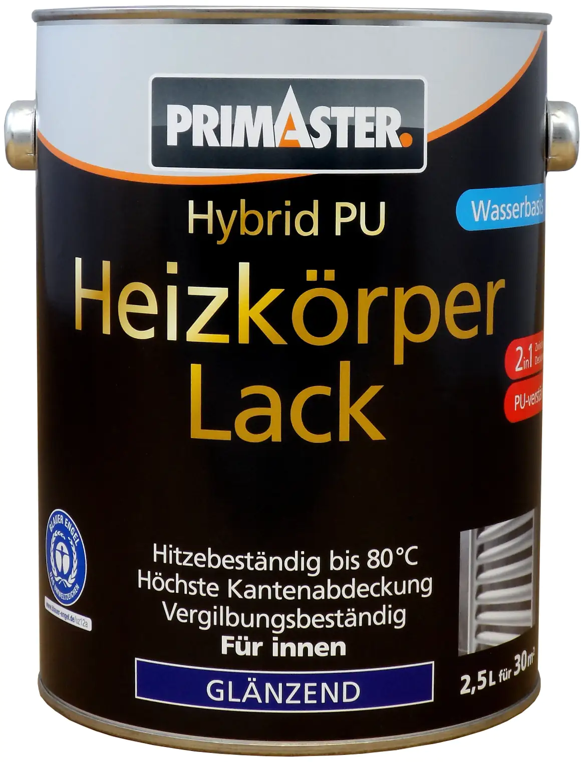 4000590164928 Primaster Hybrid-PU Heizkörperlack 2,5 L weiß glänzend