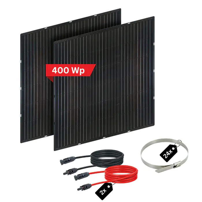 Schwaiger flexibele Solarmodul-Set SlimLine 400Wp 2x 200W, fullblack Schwaiger flexibele Solarmodul-Set SlimLine 400Wp 2x 200W, fullblack