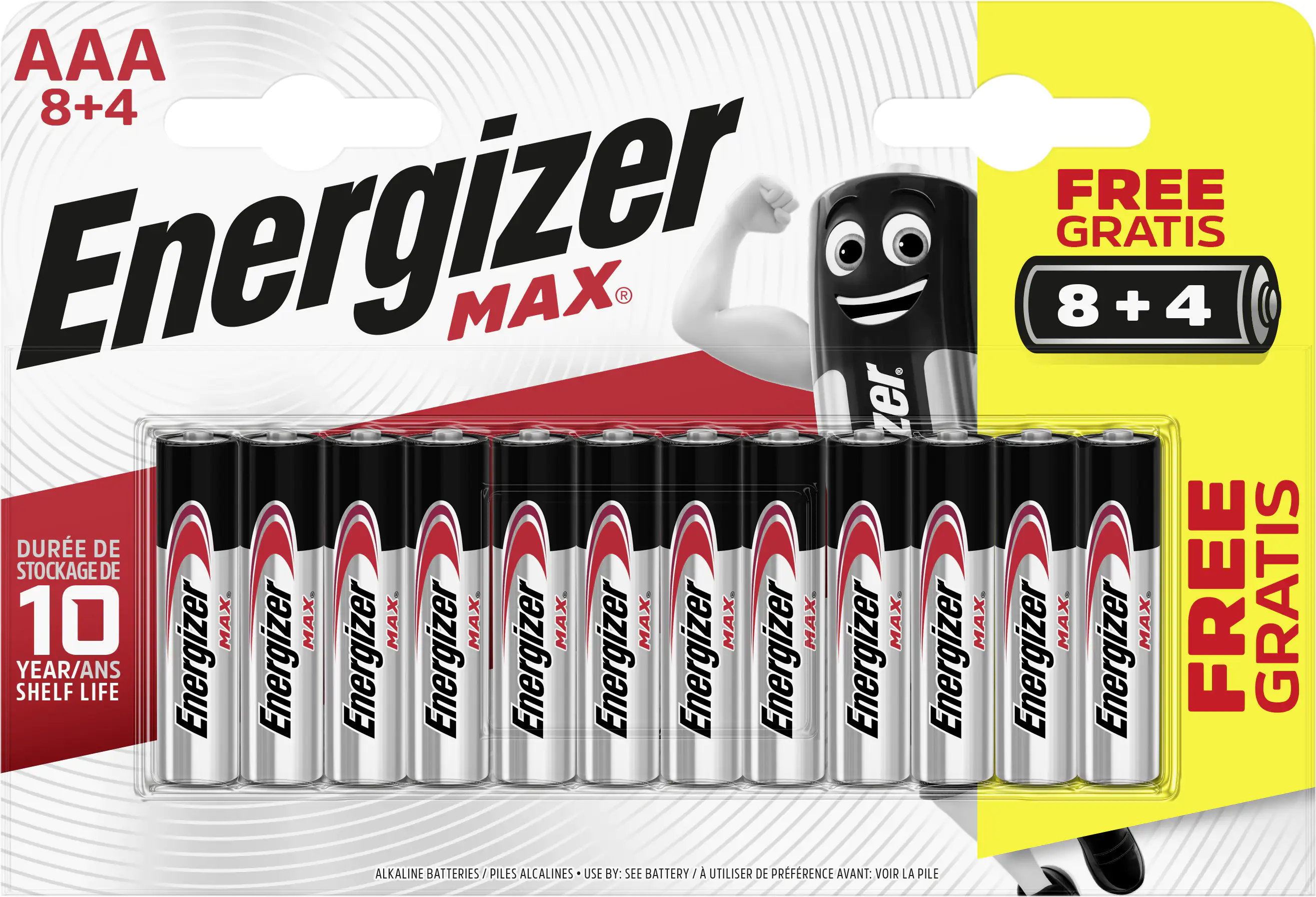 Energizer Max Alkaline Batterie Micro AAA 1,5 V, 8 + 4er Pack