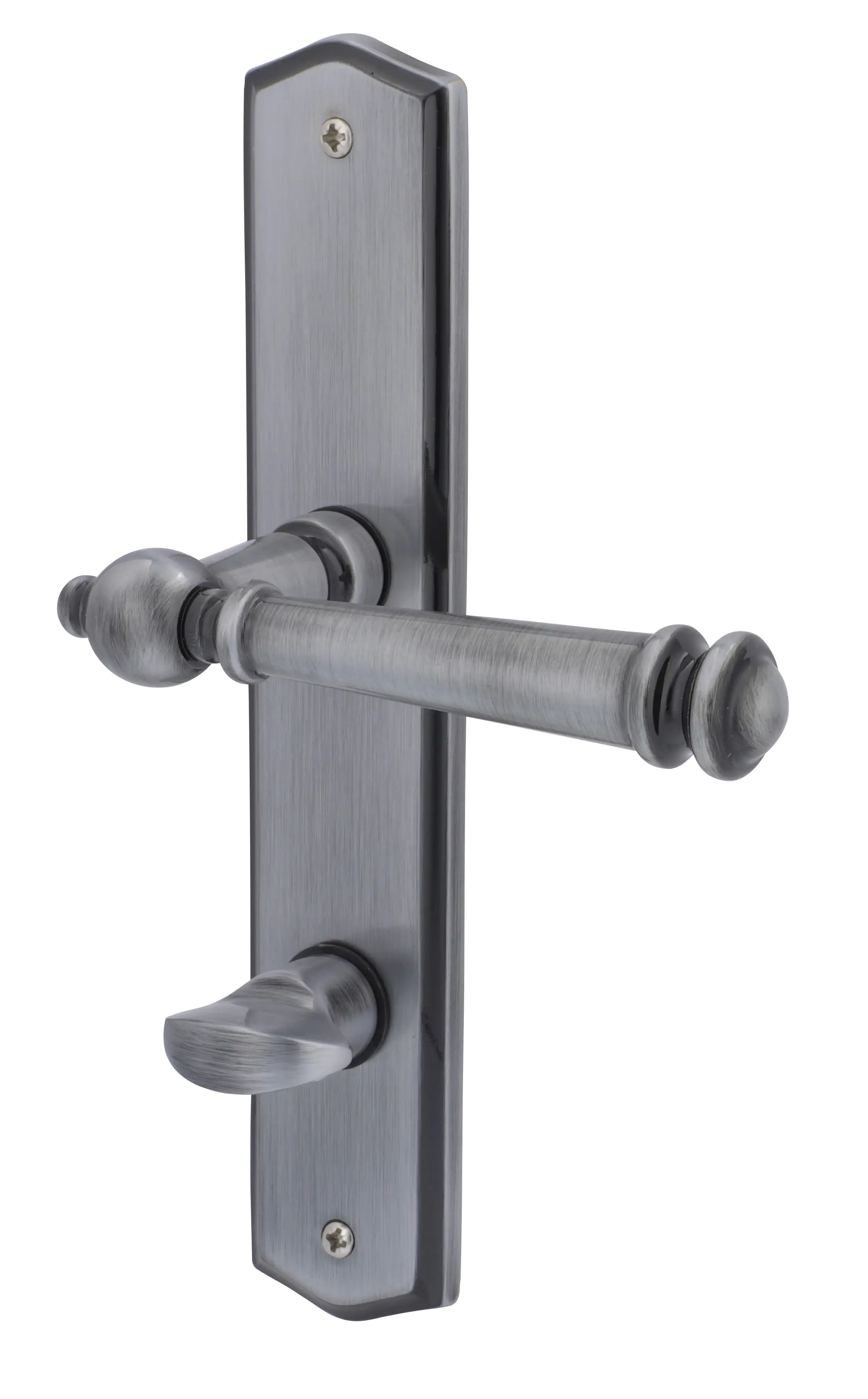 Alpertec WC-Langschildgarnitur Mount Blance Messing stahlgrau abgerundet