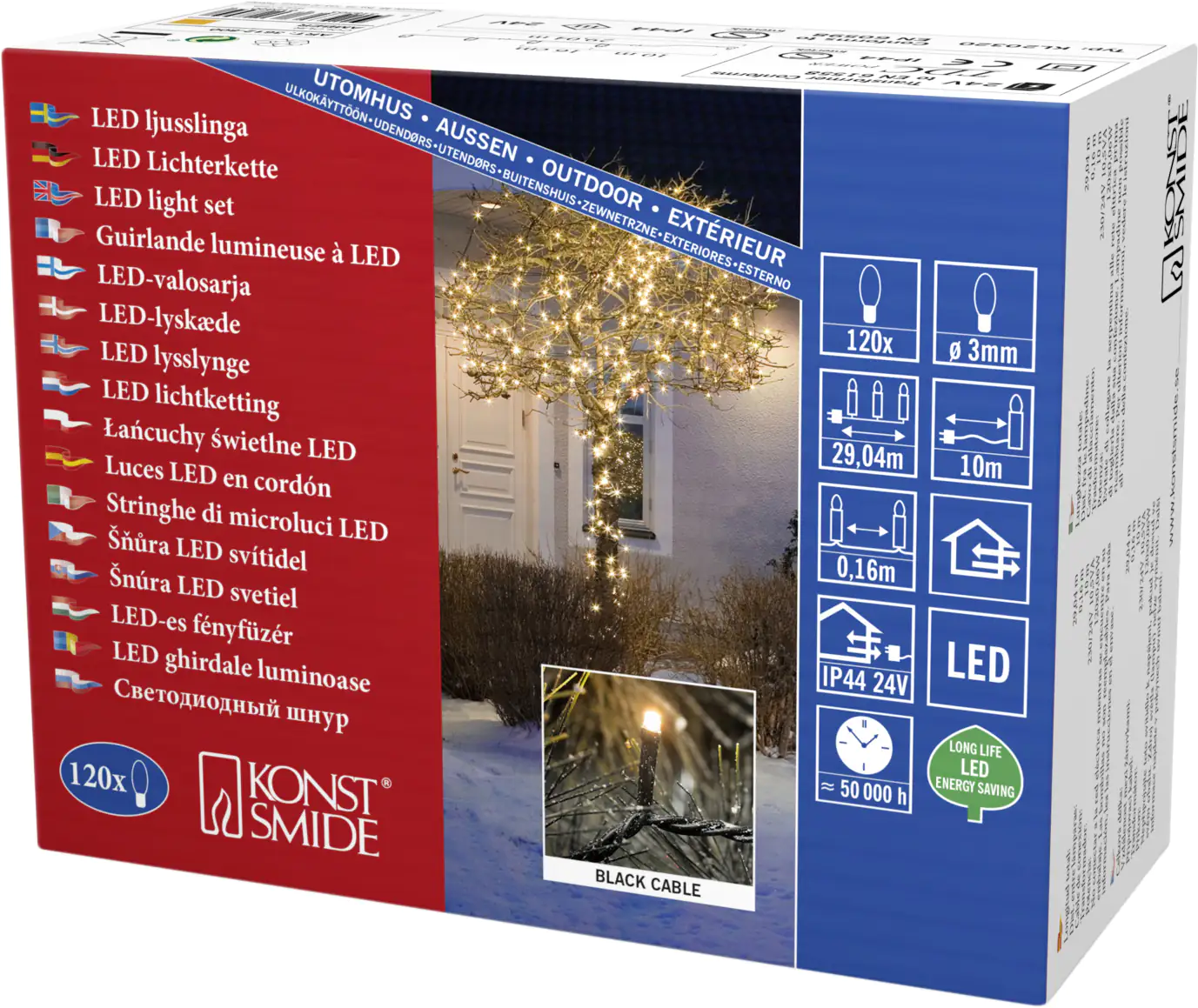 Konstsmide LED Microlichterkette für Außen 120 LED 120 LED, bernstein