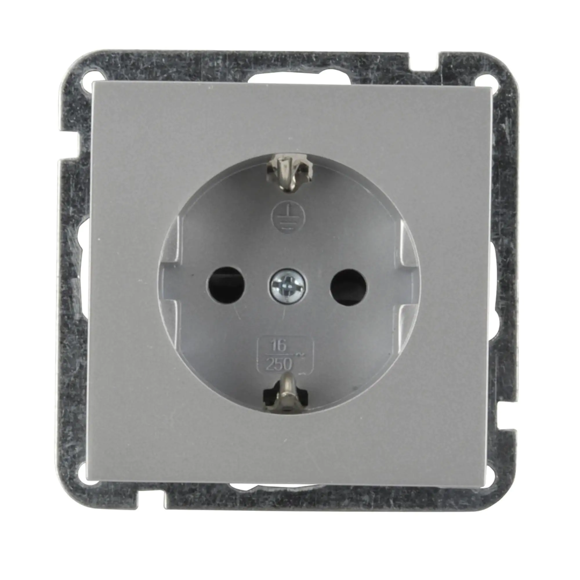 Unitec Steckdose mit Berührschutz silber, Serie Melbourne