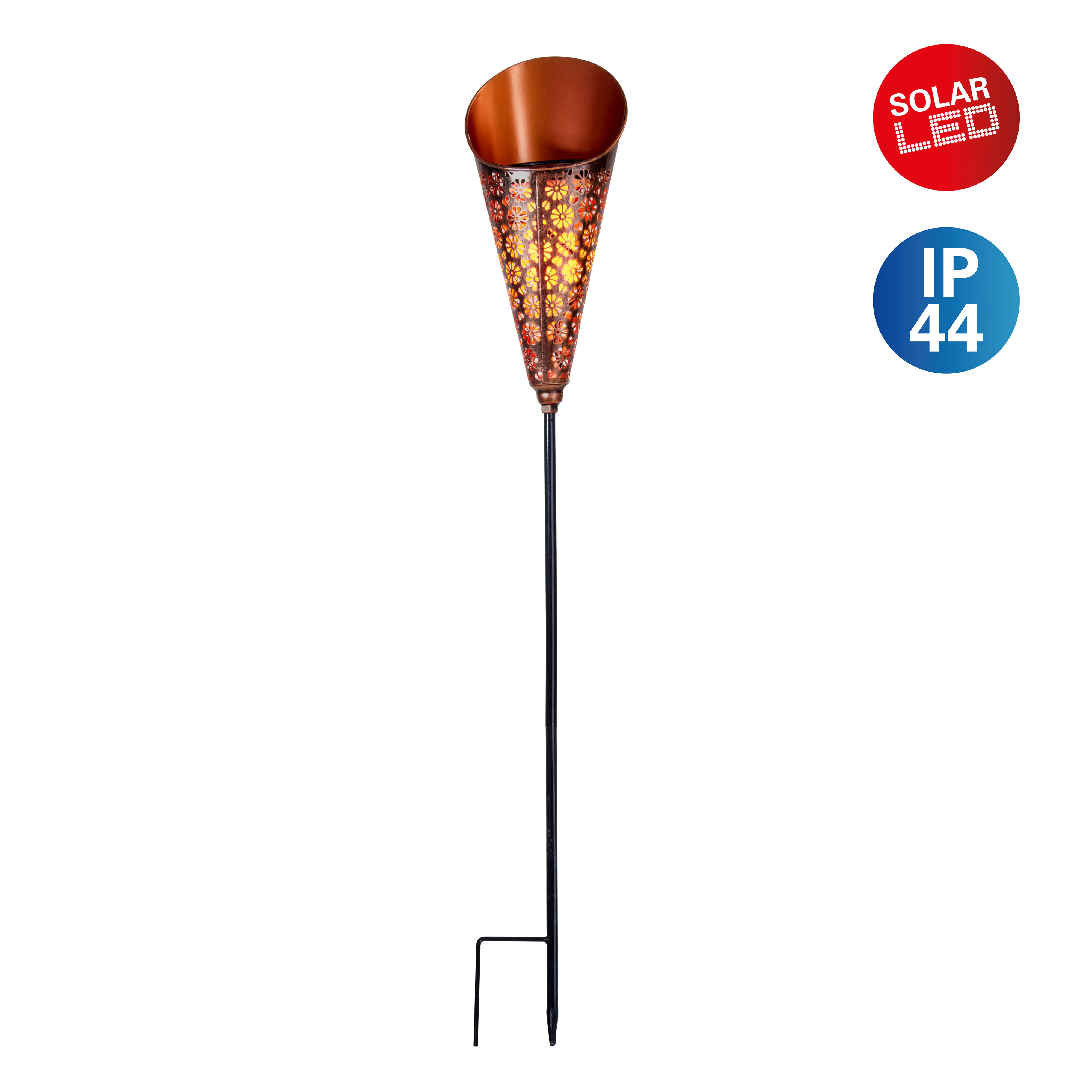 Näve Solar-Gartenleuchte Torch LED mit Dämmerungssensor 96 cm kupfer