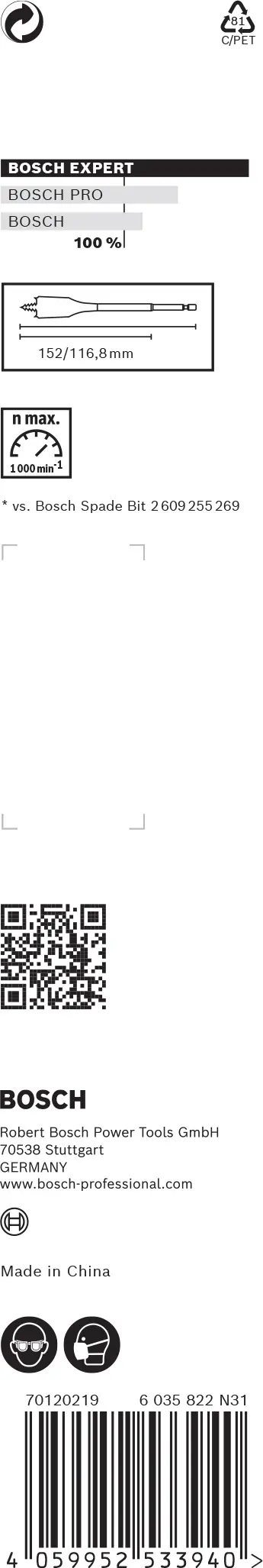 Bosch Expert Self Cut Speed Flachfräsbohrer 22 x 152 mm