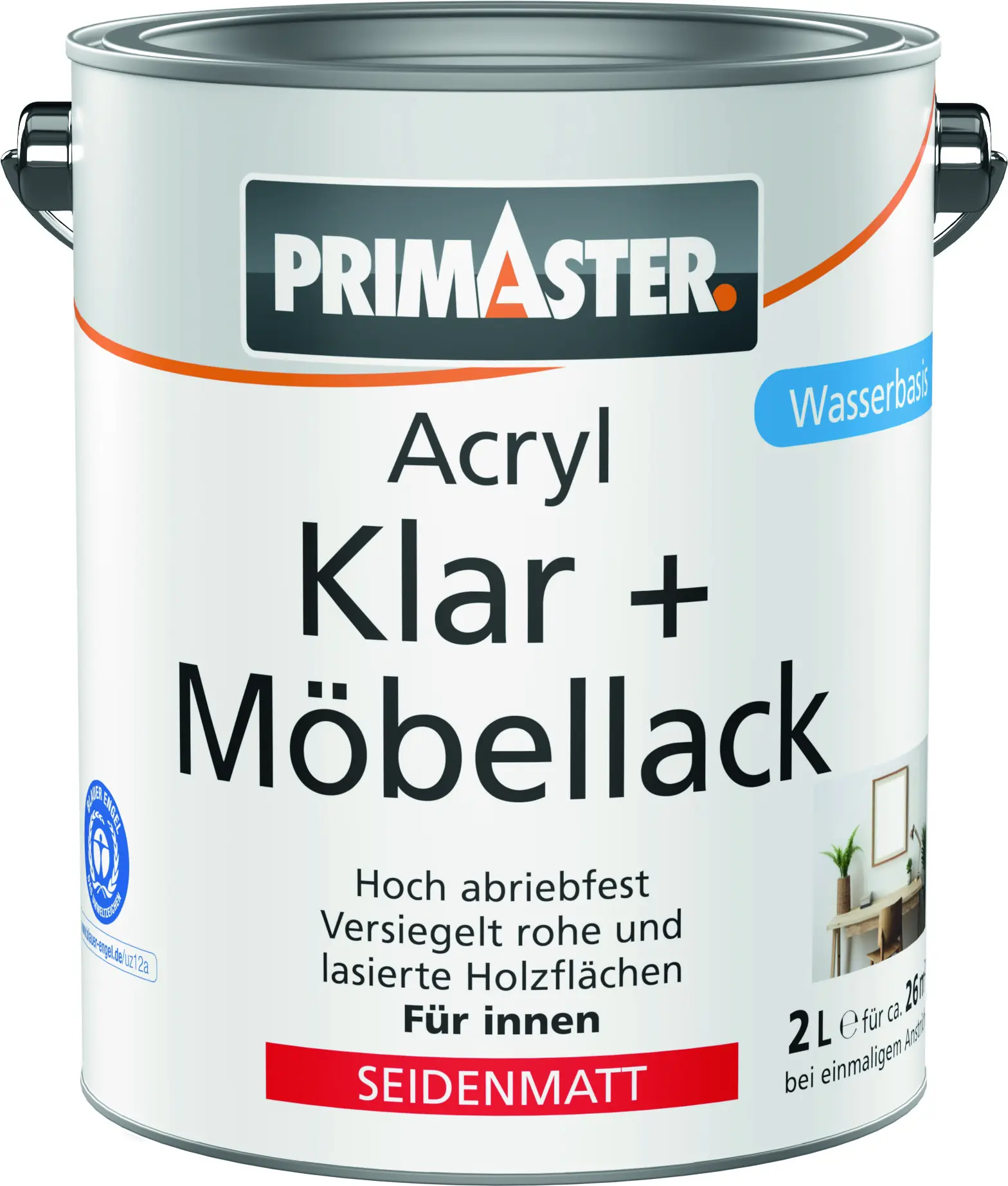 Primaster Acryl Klar + Möbellack 2 L farblos seidenmatt