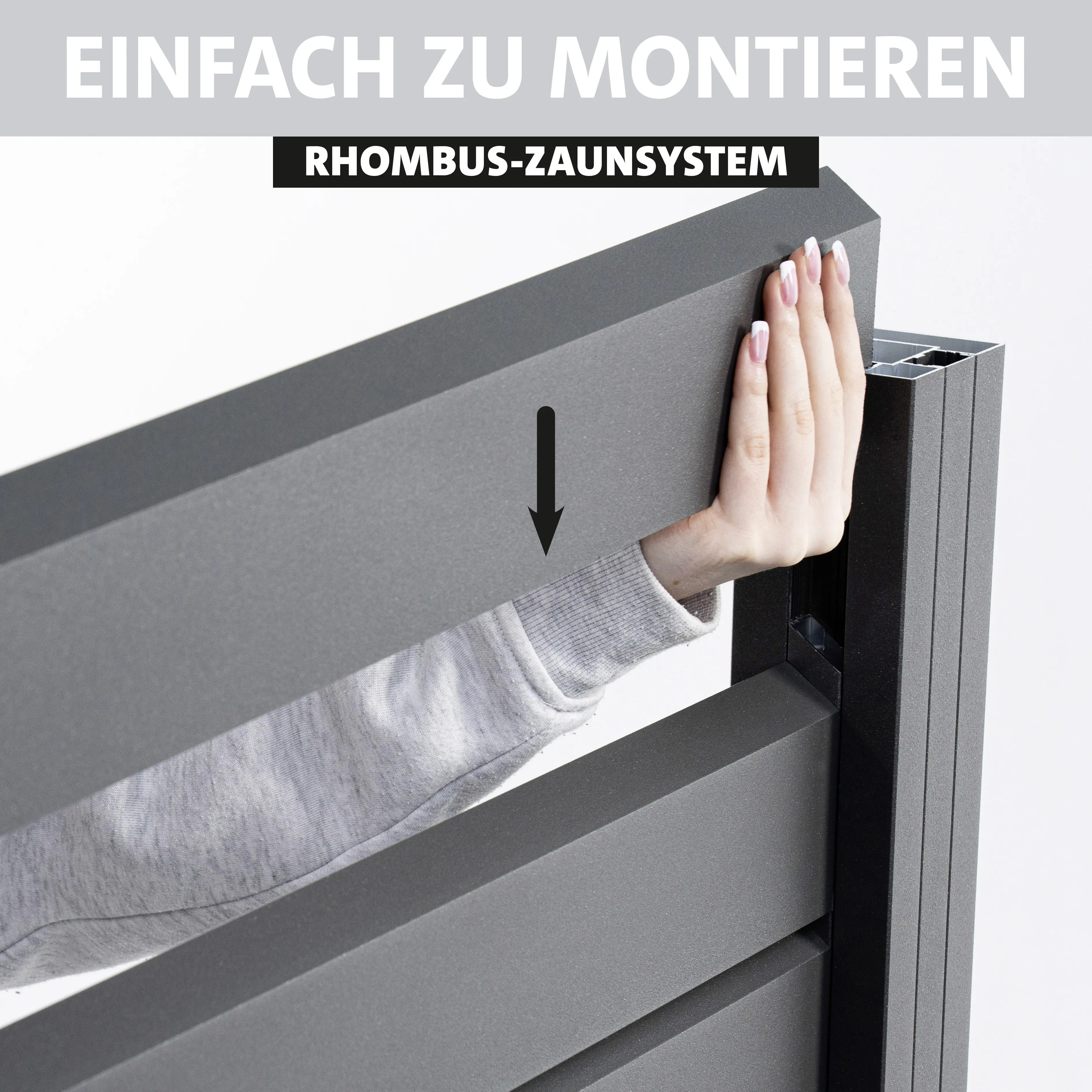 Ambiente Alu-Zaun Grundset Rhombus MINI 187 x 124,2 cm grau 