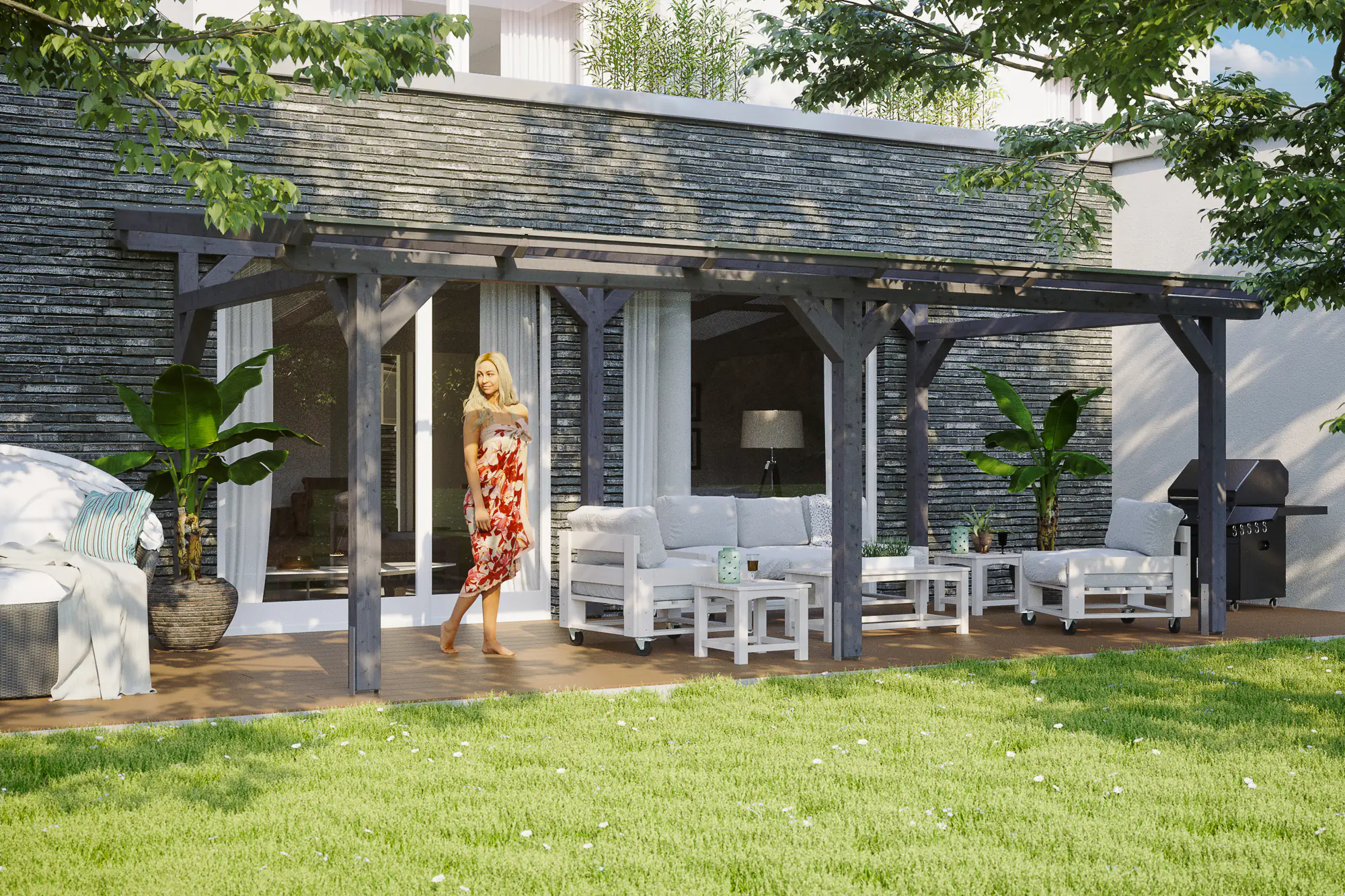 SKAN HOLZ Terrassenüberdachung Siena 648 x 300 cm Leimholz