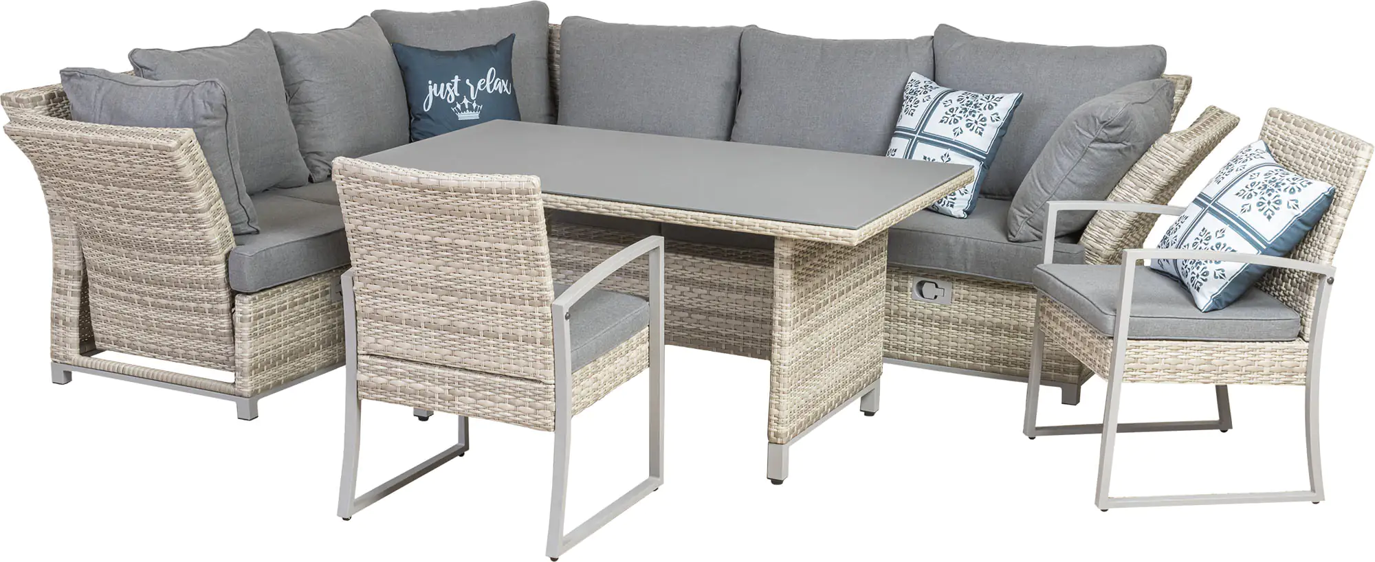 Primaster Dining Lounge Möbelset Tulum inkl. All-Wetter Kissen, 3-in-1