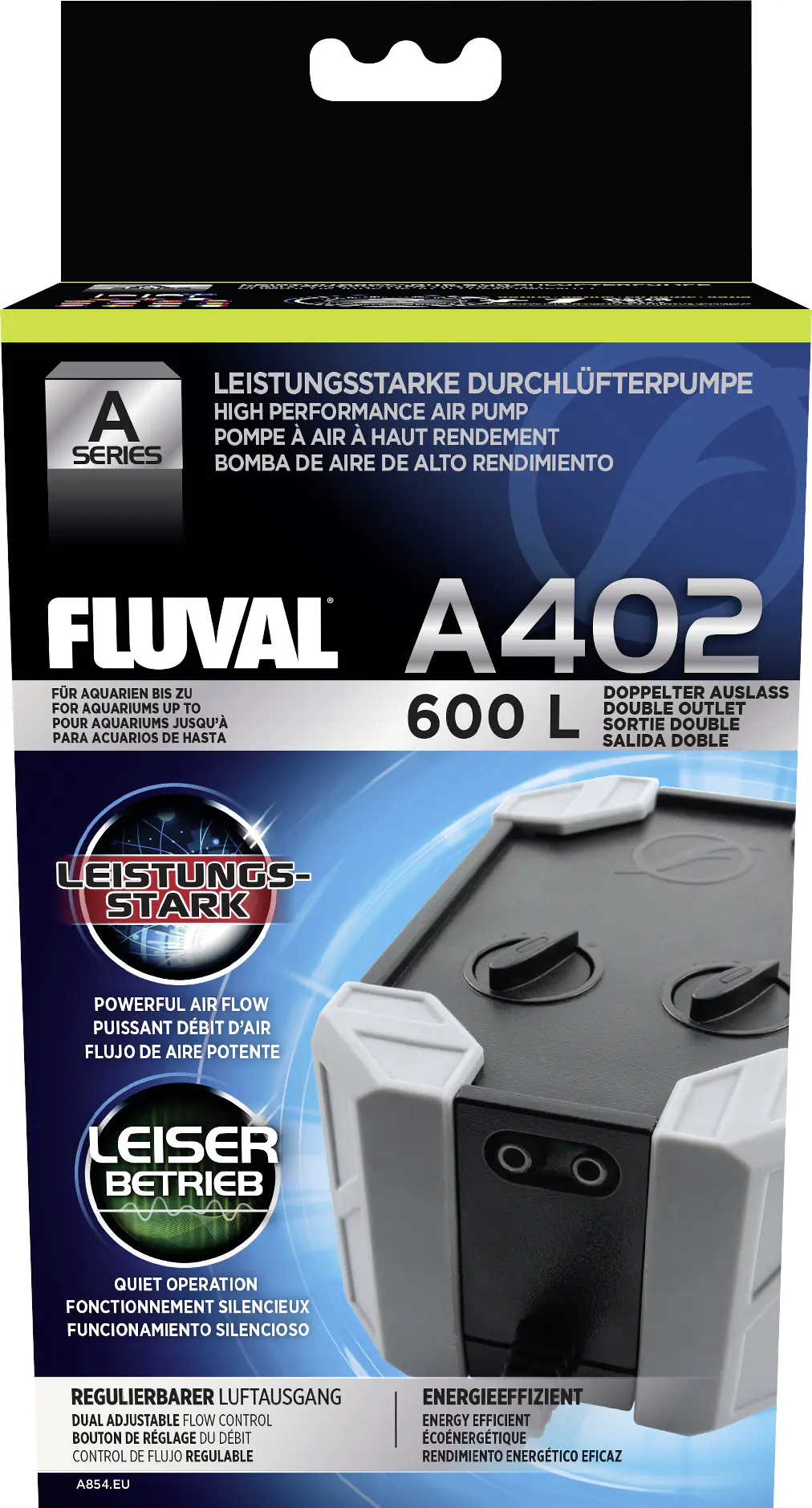 Fluval A 402 Durchlüfterpumpe für Aquarien bis 600 L