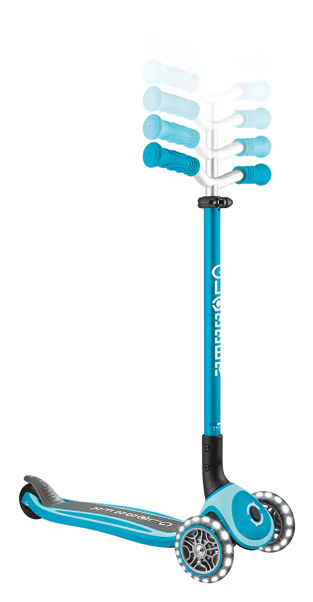 Globber Scooter für Kinder mit Leuchtrollen Master Lights blau