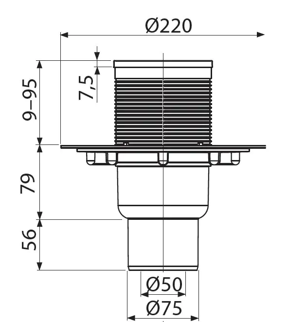 TrendLine Bodenablauf 10 x 10 cm senkrechter Ablauf