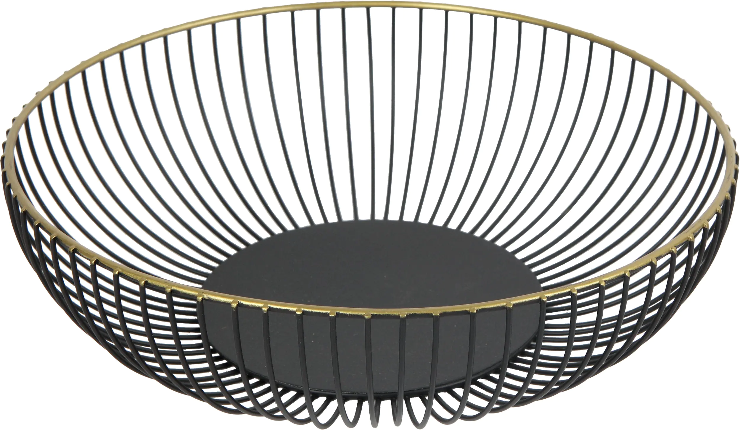 TrendLine Deko Metall Korb rund Ø 28 x 7,5 cm schwarz gold