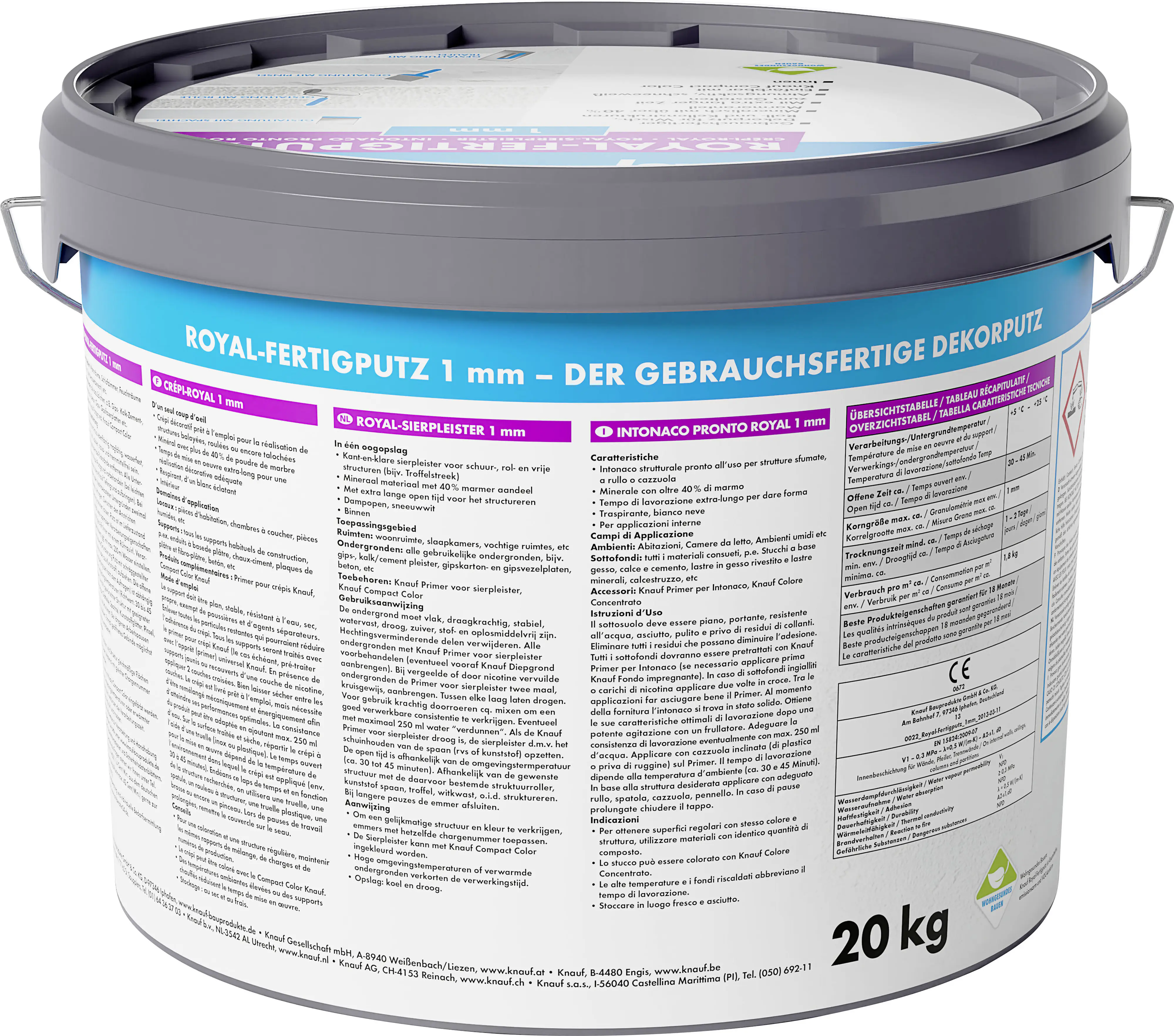 Knauf Royal-Fertigputz 20 kg 1,0 mm Körnung schneeweiß