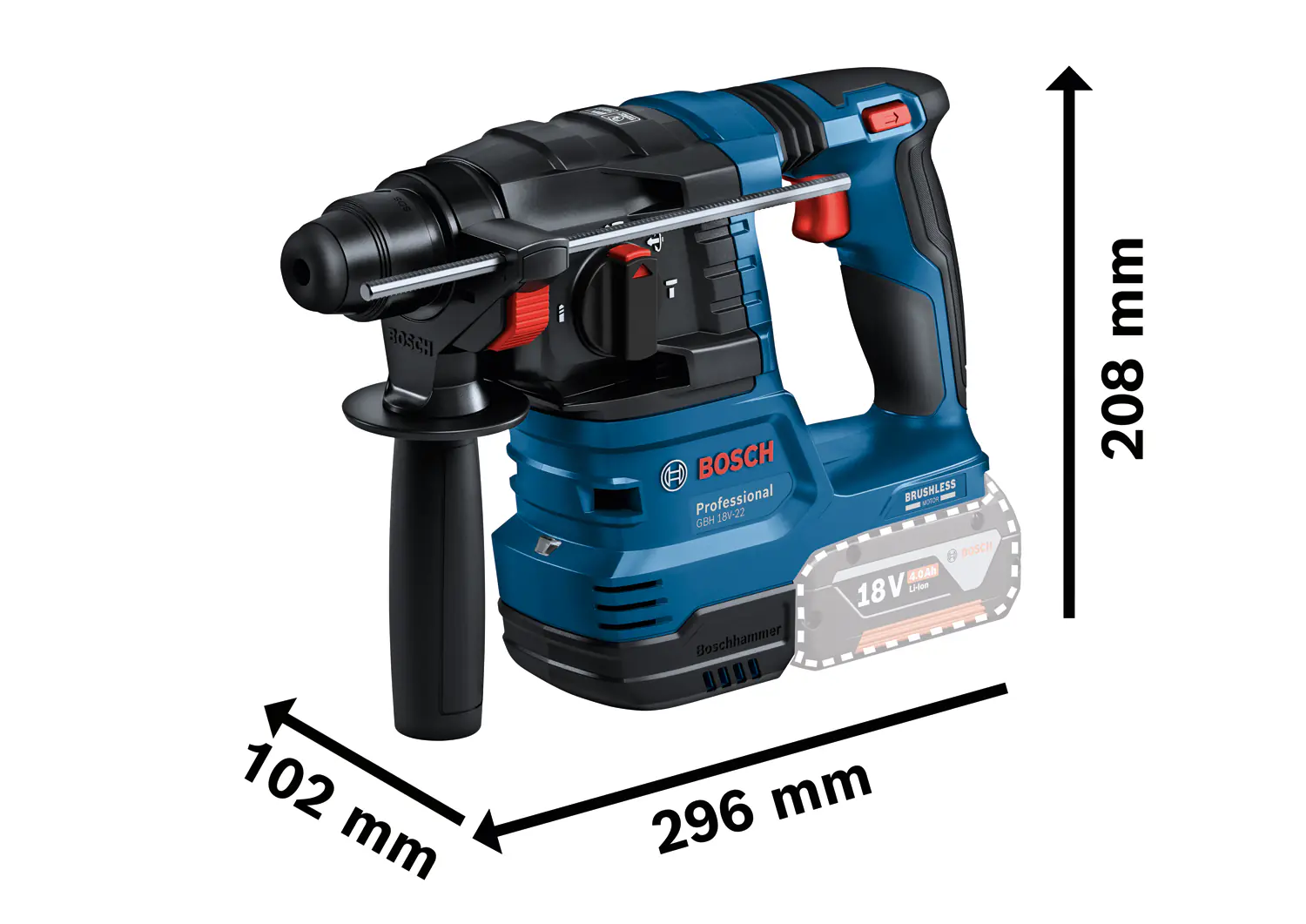 Bosch Professional Akku-Bohrhammer GBH 18V-22 SDS-Plus Solo