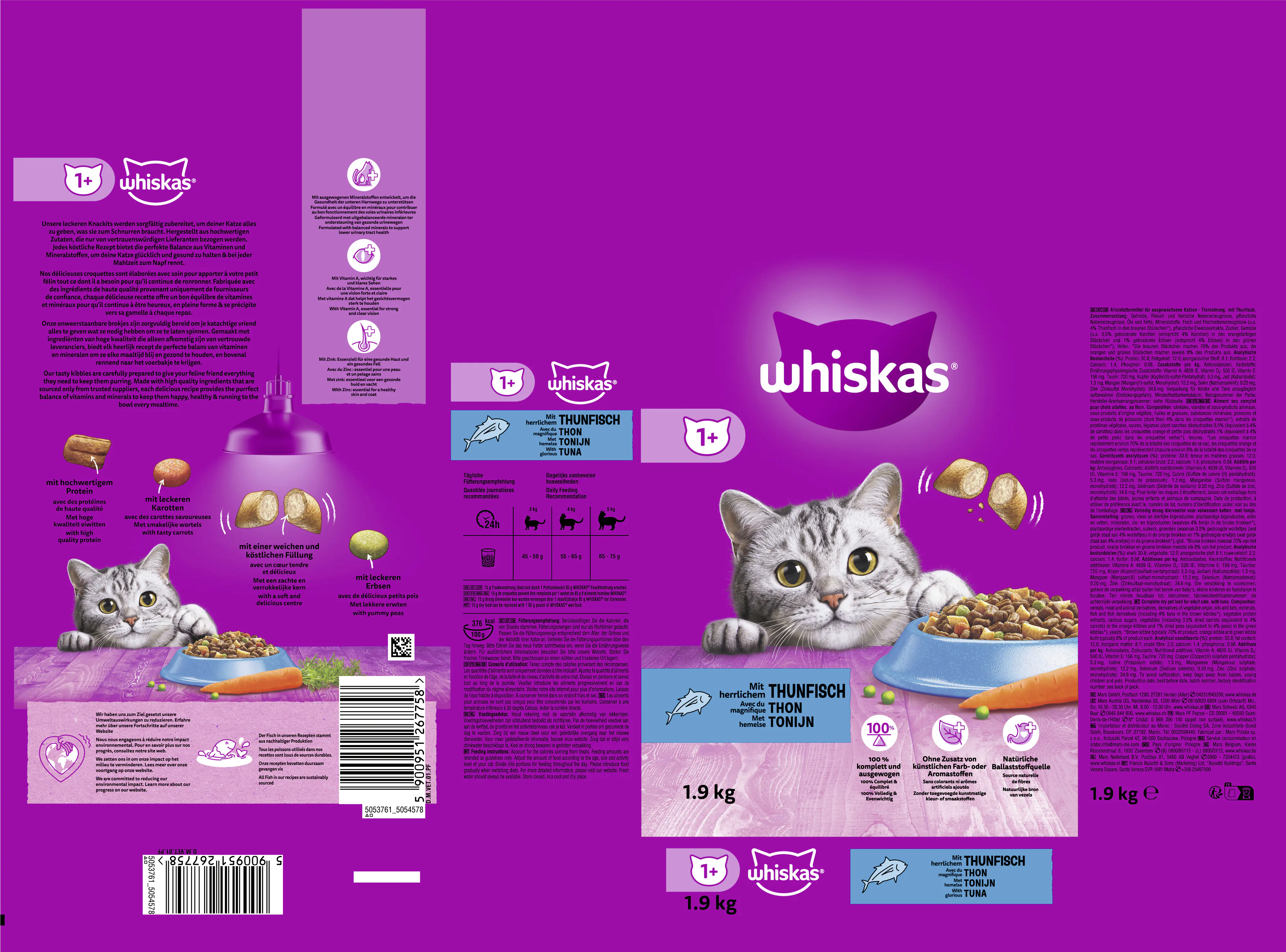 Whiskas Trockenfutter Adult 1+ mit Thunfisch 1,9 kg Whiskas Trockenfutter Adult 1+ mit Thunfisch 1,9 kg