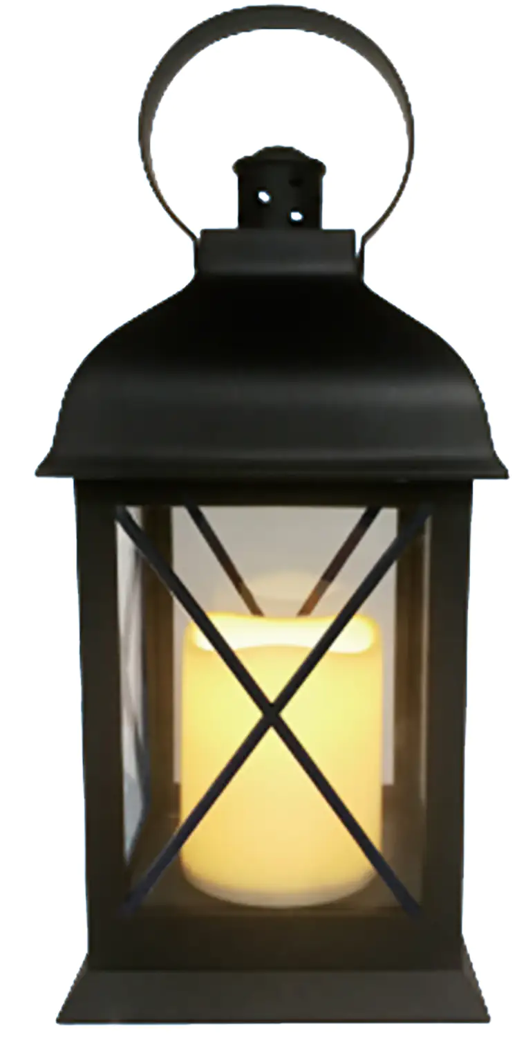 4333692379342 TrendLine LED Laterne schwarz 25 x 10,5 cm warmweiß mit Timer