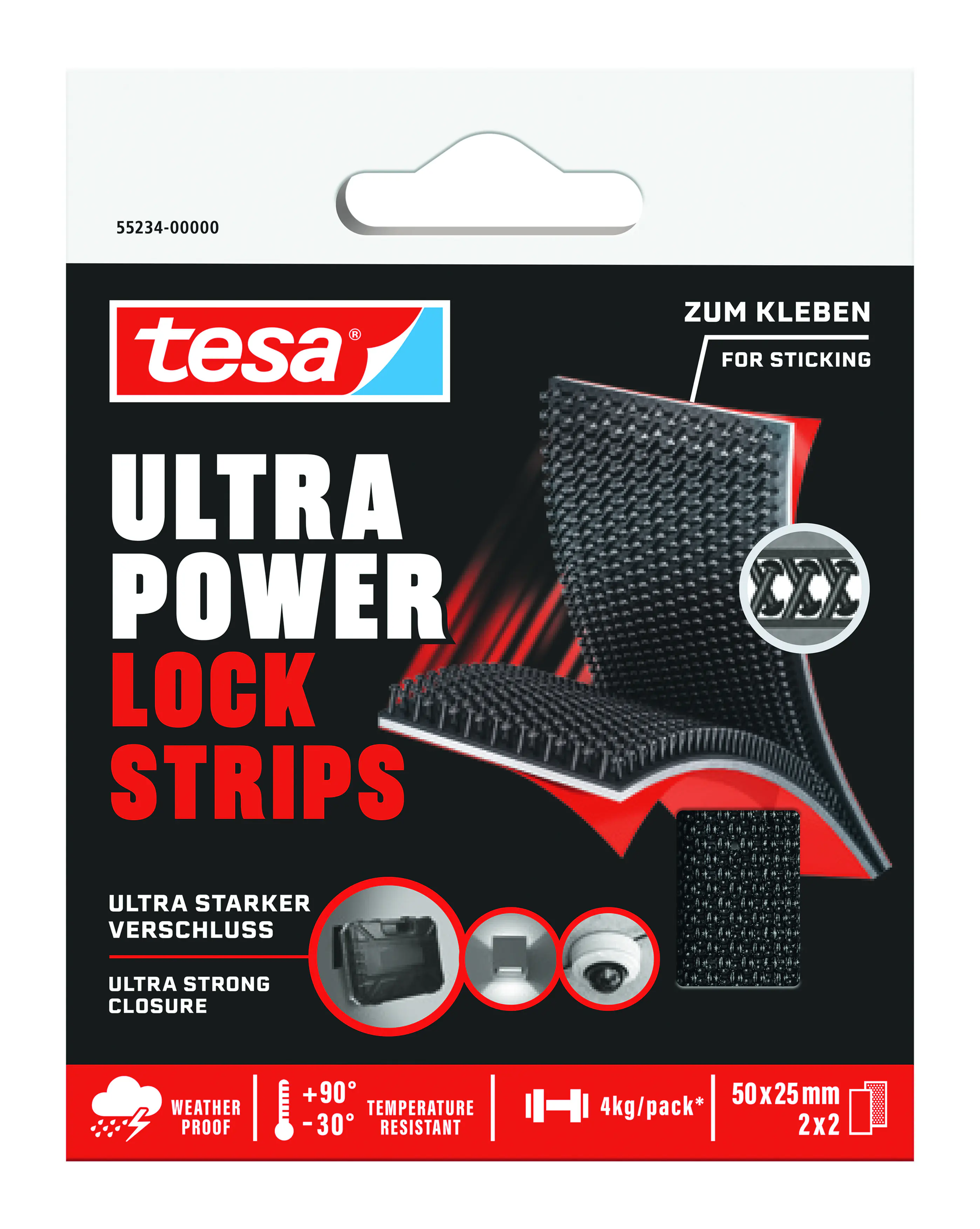 tesa Ultra Power Lock Klettstreifen 2 cm x 25 mm 2 Paar