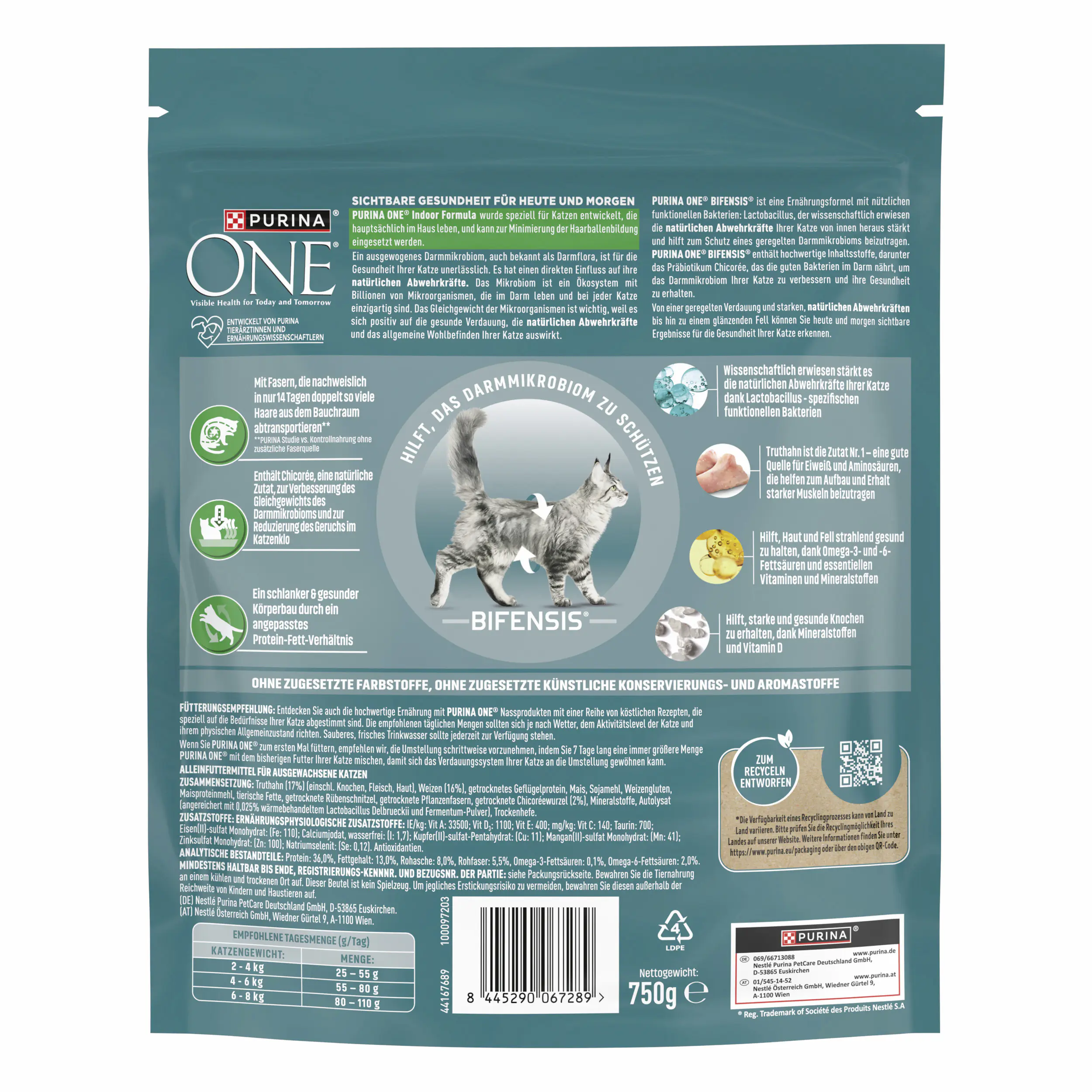 Purina ONE Indoor Formula reich an Truthahn und Vollkorn-Getreide 750 g