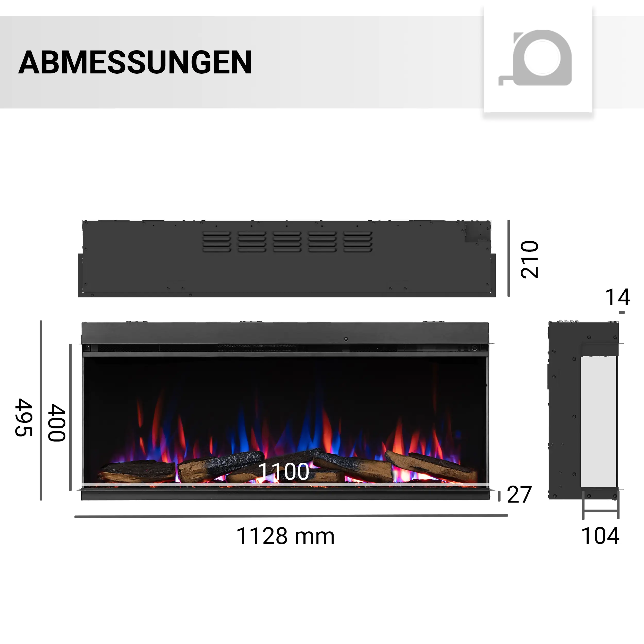 Balderia Elektrokamin schwarz Athena 44 1000/1500 Watt 49,5 x 112,8 cm Balderia Elektrokamin schwarz Athena 44 1000/1500 Watt 49,5 x 112,8 cm