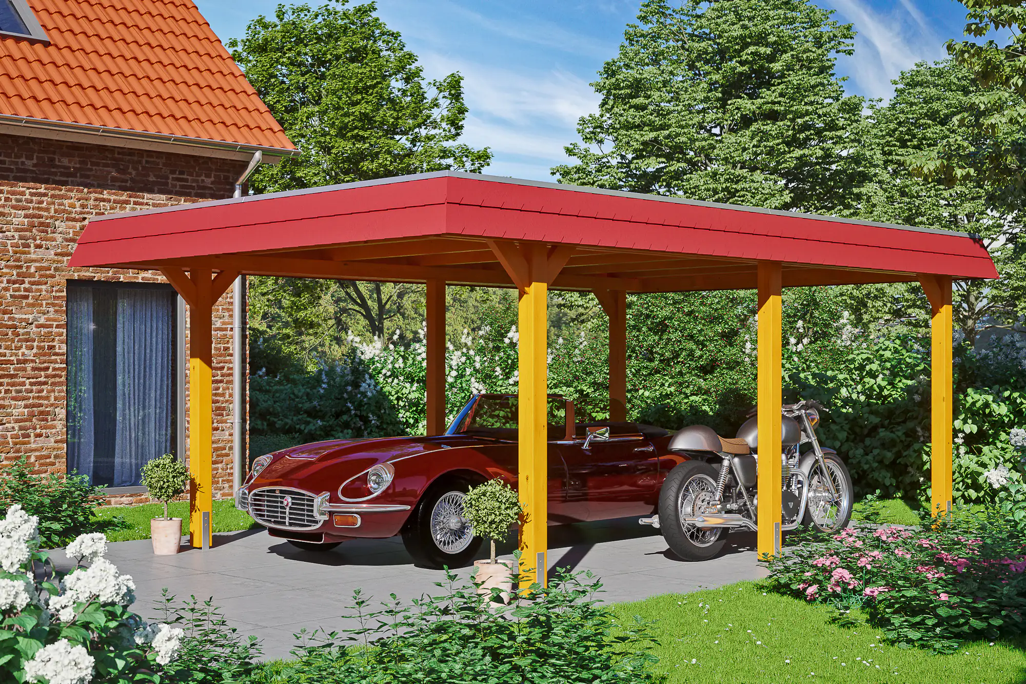 SKAN HOLZ Carport Wendland 409 x 628 cm mit Aluminiumdach