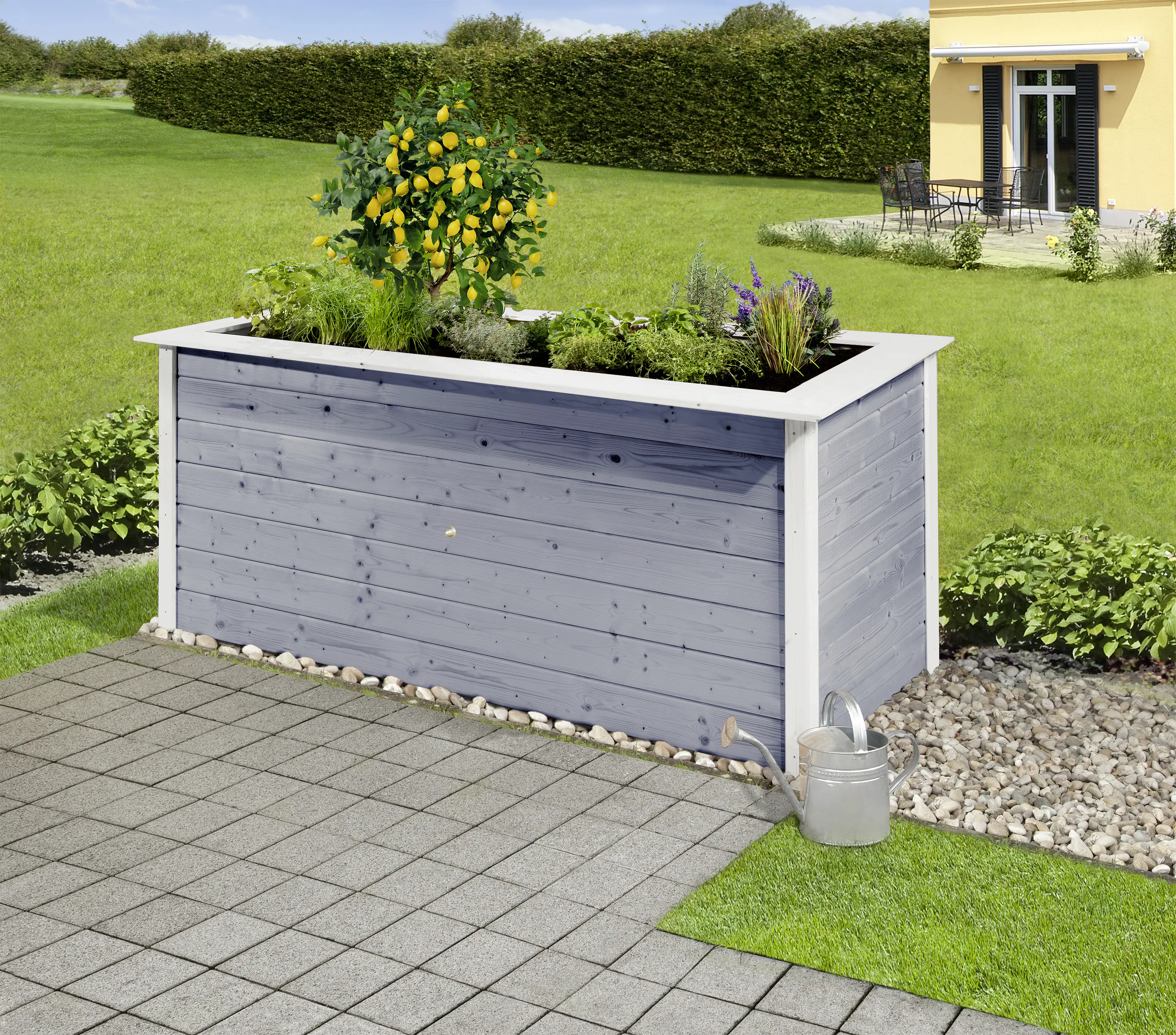 Weka Hochbeet 28 205 x 80 x 81 cm grau mit Noppenbahn, Wühlmausschutz