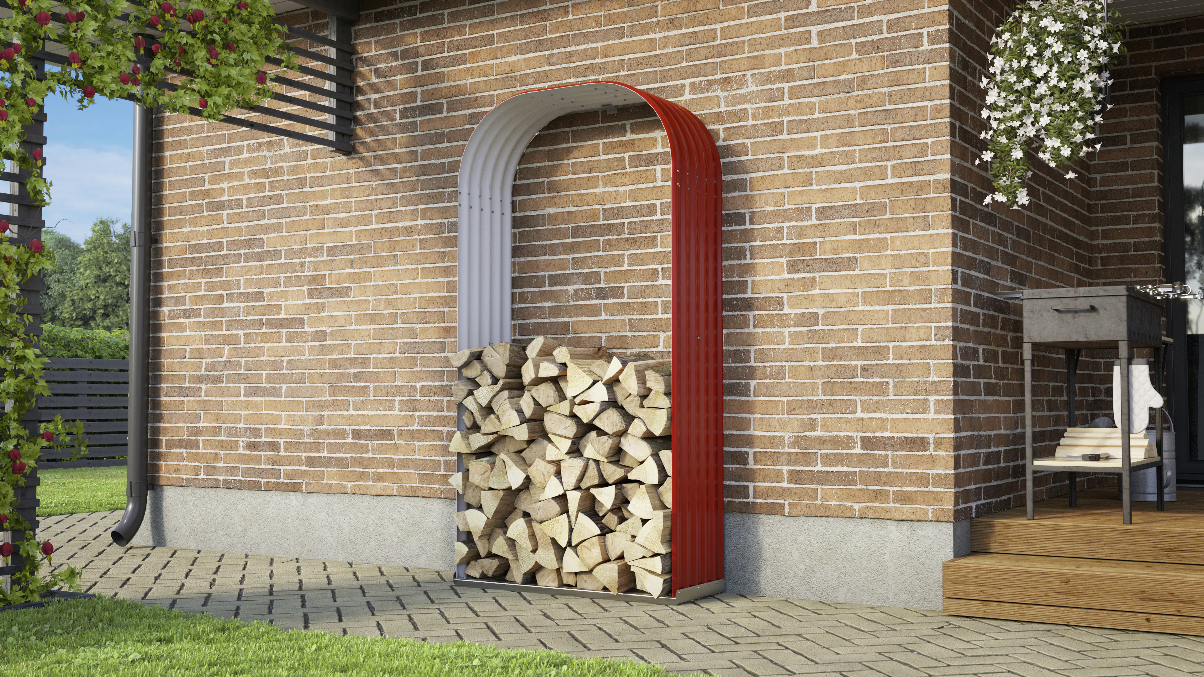 Vitavia Kaminholzregal Lignum 99 x 40 x 200 cm rubin Hochformat