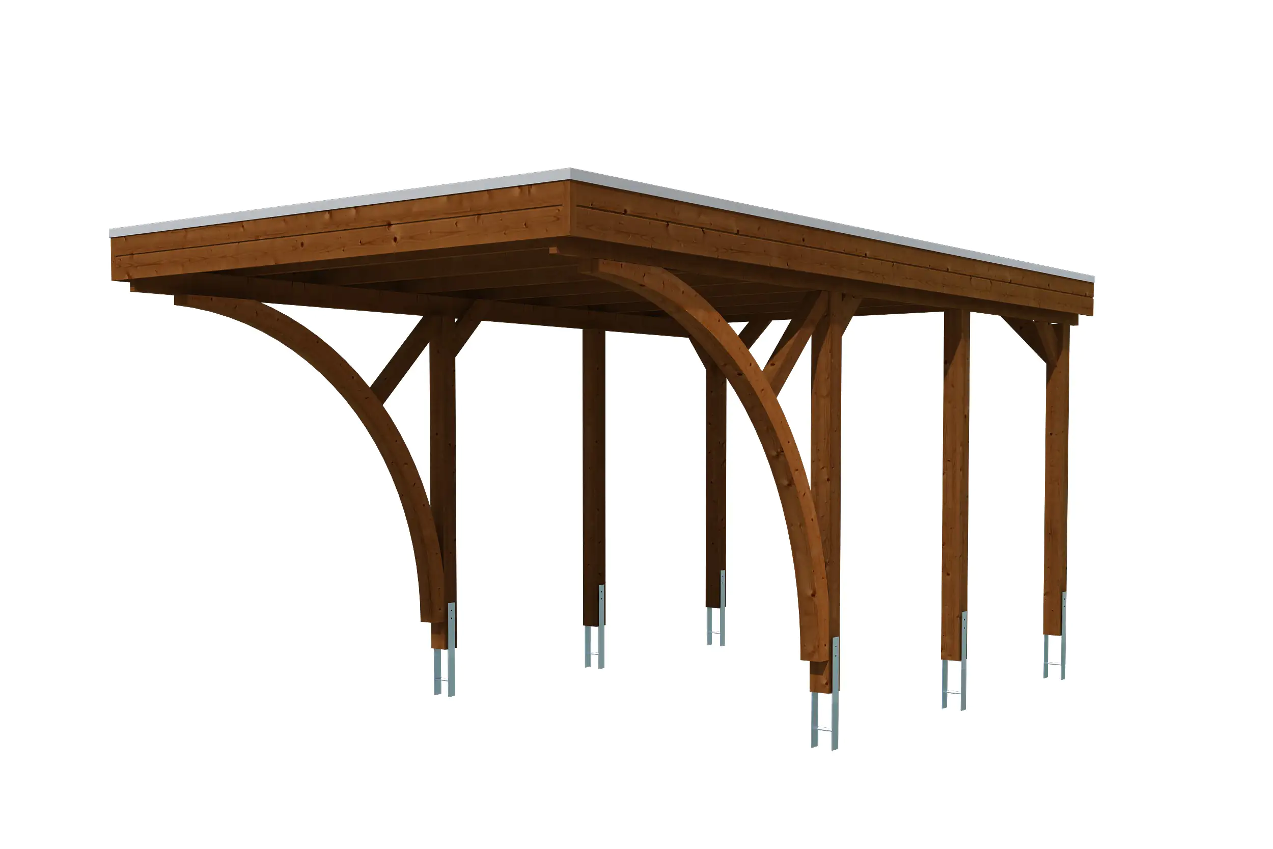 SKAN HOLZ Friesland Carport Set 6 314 x 555 cm, lasiert in Nussbaum