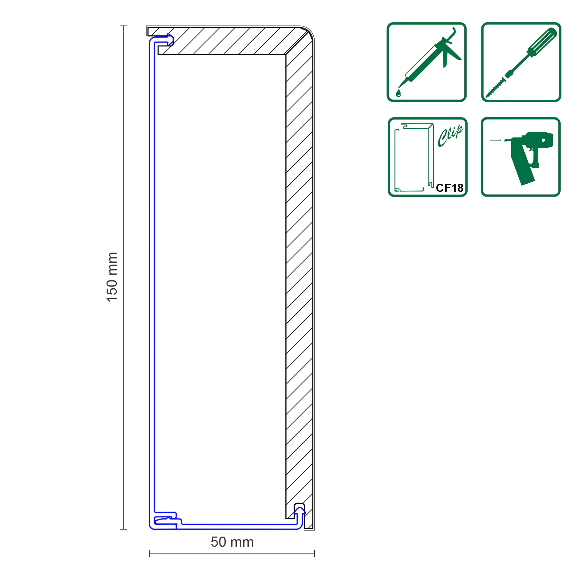 Neuhofer Rohrabdeckleiste Clik-Fix 18 20 x 14,7 x 4,6 cm schwarz