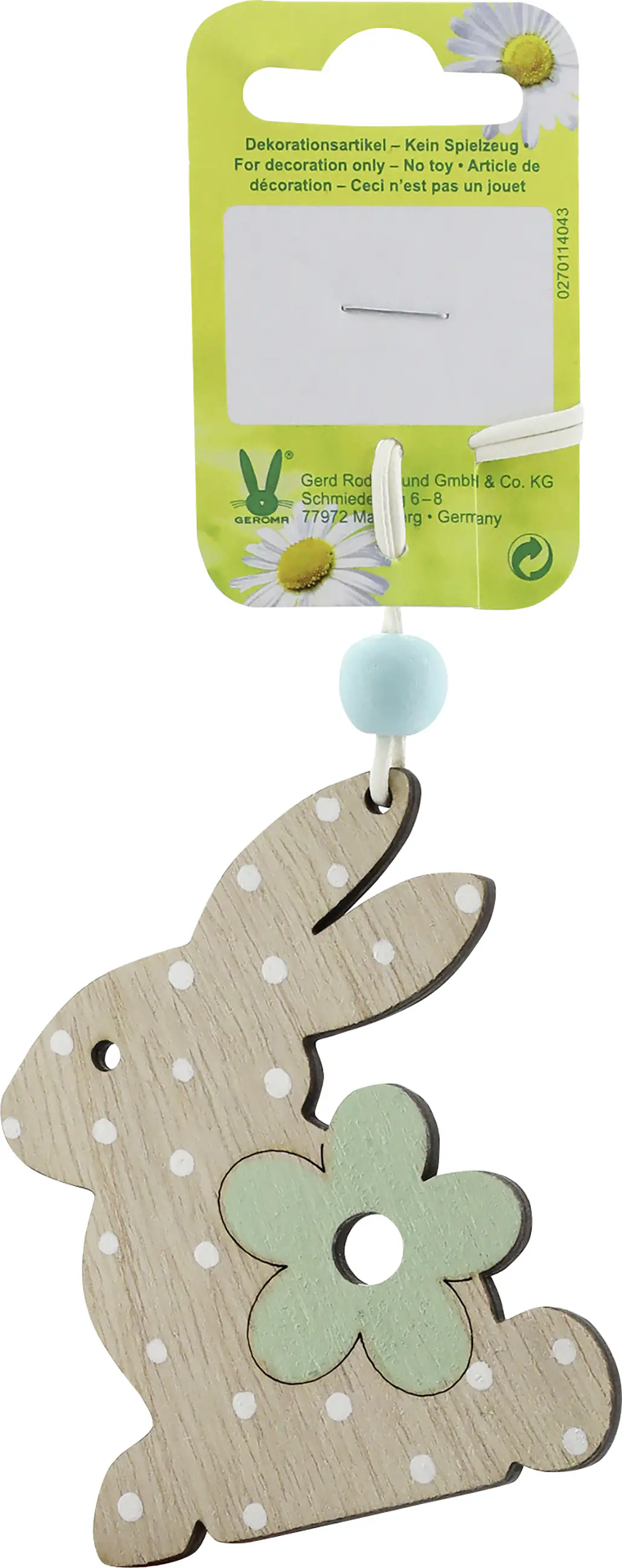 Dekohänger Hase mit Blüte 8 x 6 cm natur weiß grün Dekohänger Hase mit Blüte 8 x 6 cm natur weiß grün