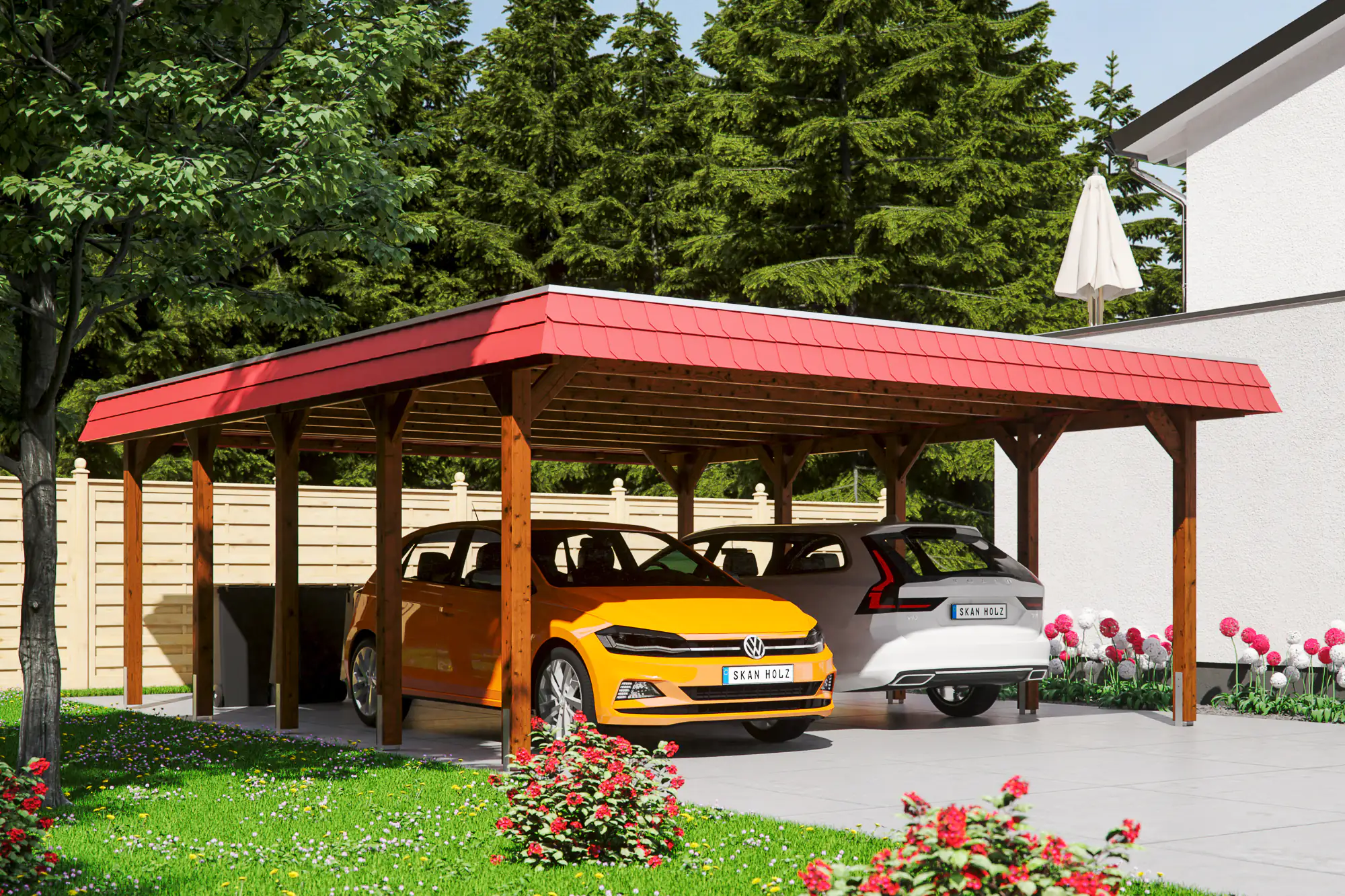 SKAN HOLZ Carport Spreewald 585 x 741 cm mit Aluminiumdach