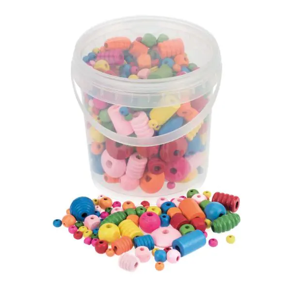 Glorex Holzperlen Formenmix 250 g, bunt