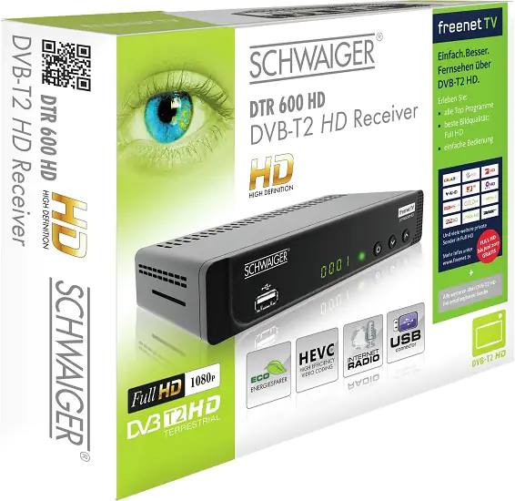 Schwaiger Terrestrischer Receiver DTR600HD - Full HD (DVB-T2) Empfang: ÖR, Freenet* Schwaiger Terrestrischer Receiver DTR600HD - Full HD (DVB-T2) Empfang: ÖR, Freenet*