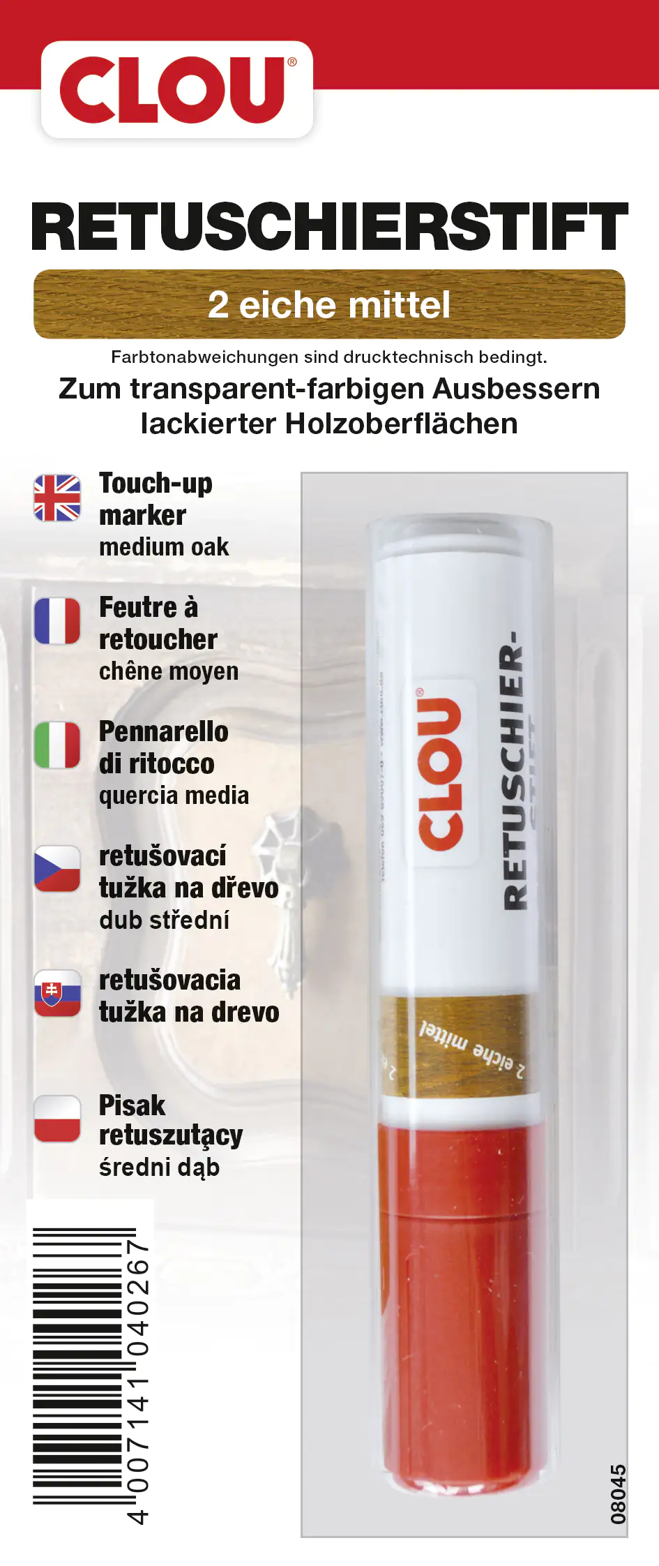 4007141040267 Clou Retuschierstift eiche mittel