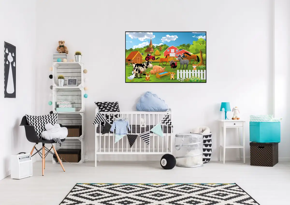 papermoon Infrarotheizkörper EcoHeat 60X100 cm 800 Watt, Farm Kindermotiv